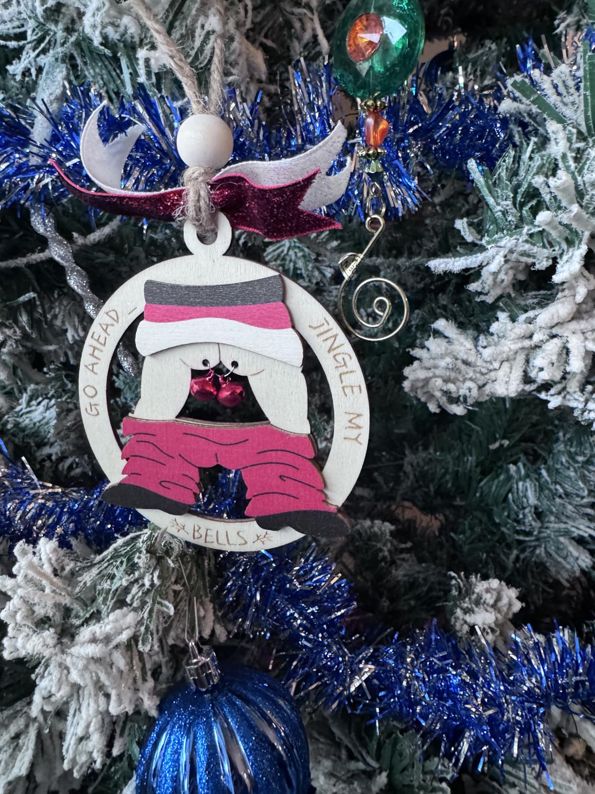 2025 Jingle Bell Christmas Ornament, Funny & Naughty 3D Wooden Ornament for Adults, White Elephant Gag Gift Exchange Idea - Customer Photo 1