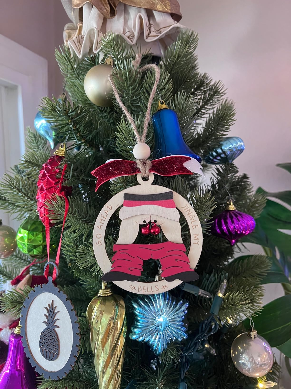 2025 Jingle Bell Christmas Ornament, Funny & Naughty 3D Wooden Ornament for Adults, White Elephant Gag Gift Exchange Idea - Customer Photo 2