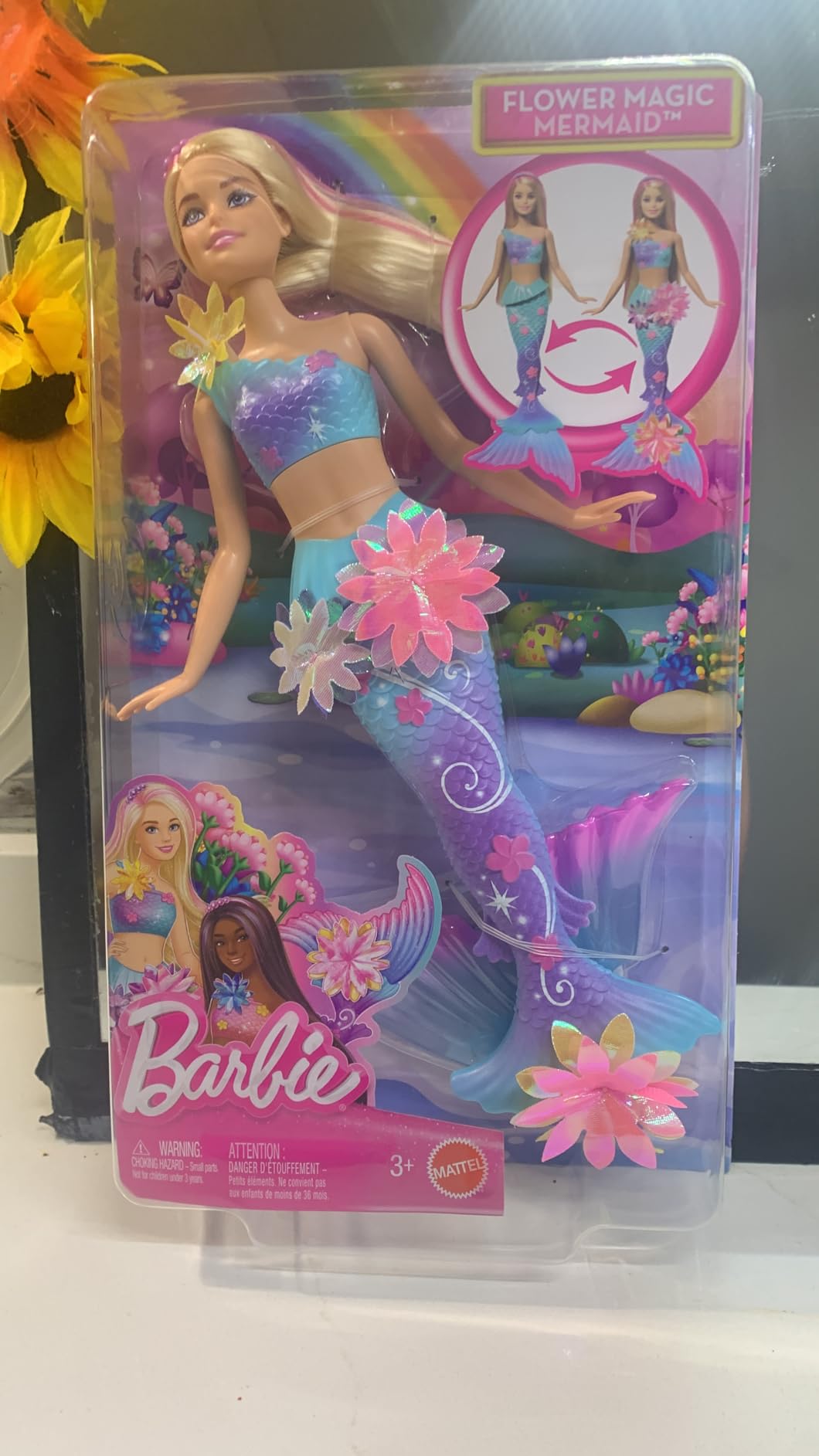 Barbie Mermaid Toy Dolls with Surprise Magic Blooming Flowers Feature, Ombre Tails, Pearl Headband Accessory & Long Blonde Hair with Pink Highlights - Customer Photo 2