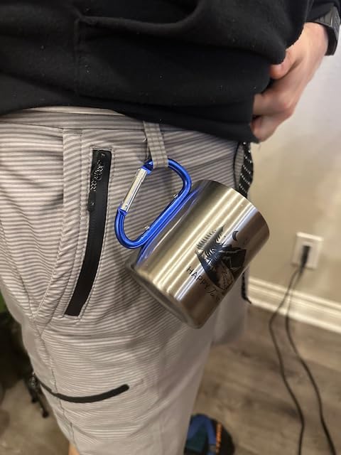 10 Year Anniversary Tin Gifts for Him – Tin Anniversary for Husband - 8oz Aluminum Mug with Carabiner Handle – 10th Anniversary for Couple (Orange) - Customer Photo 2