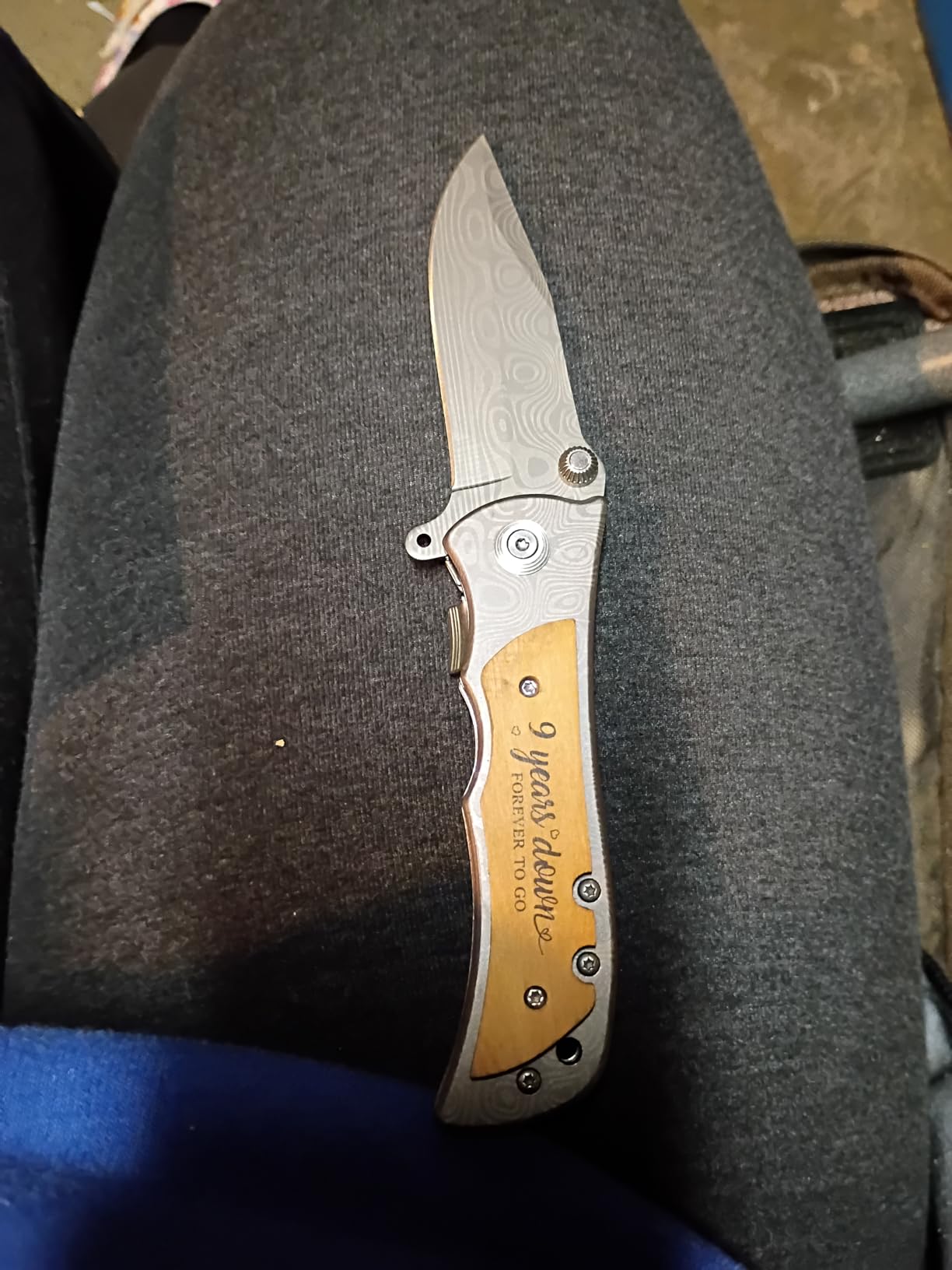 10 Years Anniversary Keepsake Gifts for Him Engraved Pocket Knife with Gift Box Happy Tin Anniversary Customized Wedding Birthday Father's Day Gifts for Men Husband - Customer Photo 2