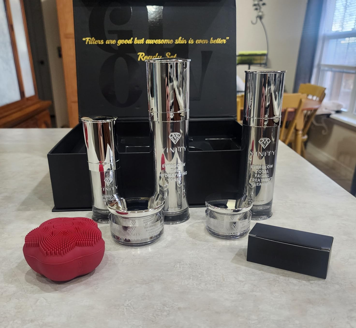 Luxury Anti-Aging Skincare Gift Set – 6-Step Facial Routine + Patented Sonic Face Cleansing Brush | Retinol, Vitamin C, Collagen, Snail Mucin, Active Charcoal | Perfect Premium Gift for Women Customer Review Luxury Anti-Aging Skincare Gift Set – 6-Step Facial Routine + Patented Sonic Face Cleansing Brush | Retinol, Vitamin C, Collagen, Snail Mucin, Active Charcoal | Perfect Premium Gift for Women - Customer Photo 2