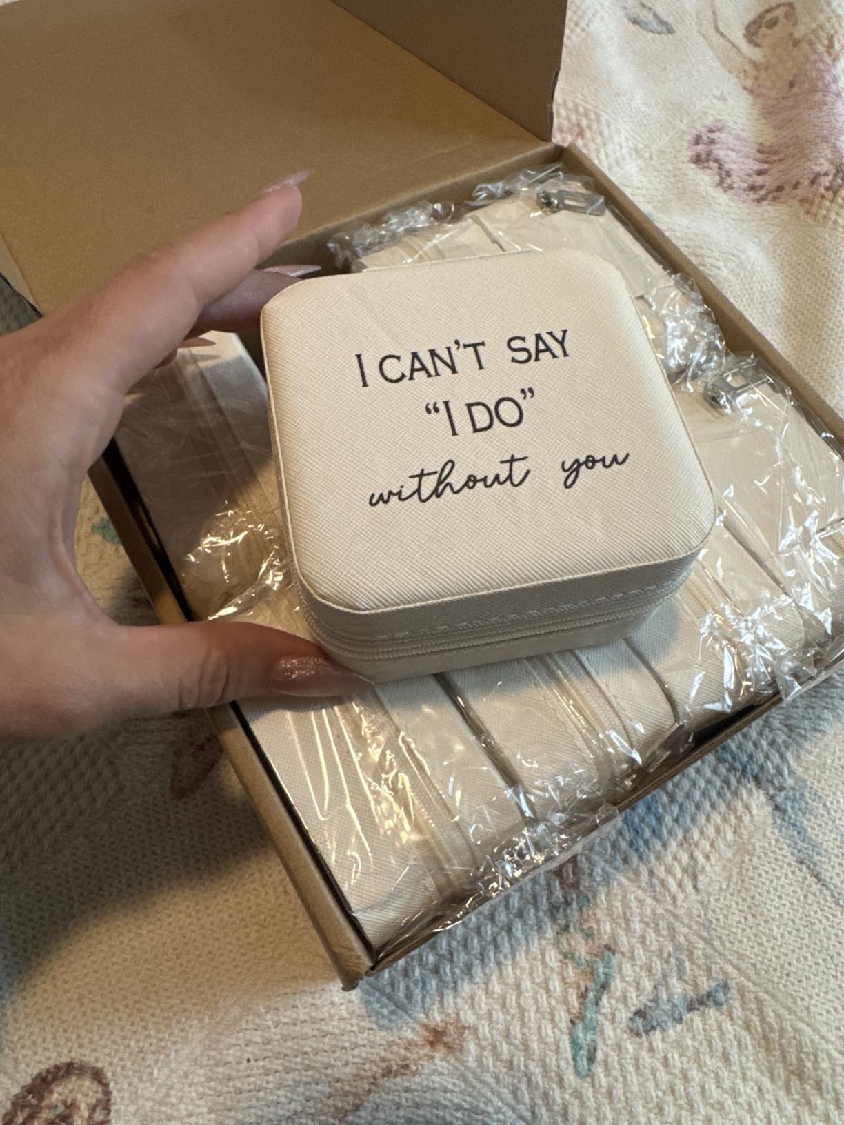 8 Pcs Bridesmaid Proposal Jewelry Box Gifts I Can't Say I Do Without You Travel Jewelry Case Portable Earring Organizer for Women Bridesmaids Wedding Gifts Customer Review 8 Pcs Bridesmaid Proposal Jewelry Box Gifts I Can't Say I Do Without You Travel Jewelry Case Portable Earring Organizer for Women Bridesmaids Wedding Gifts - Customer Photo 1