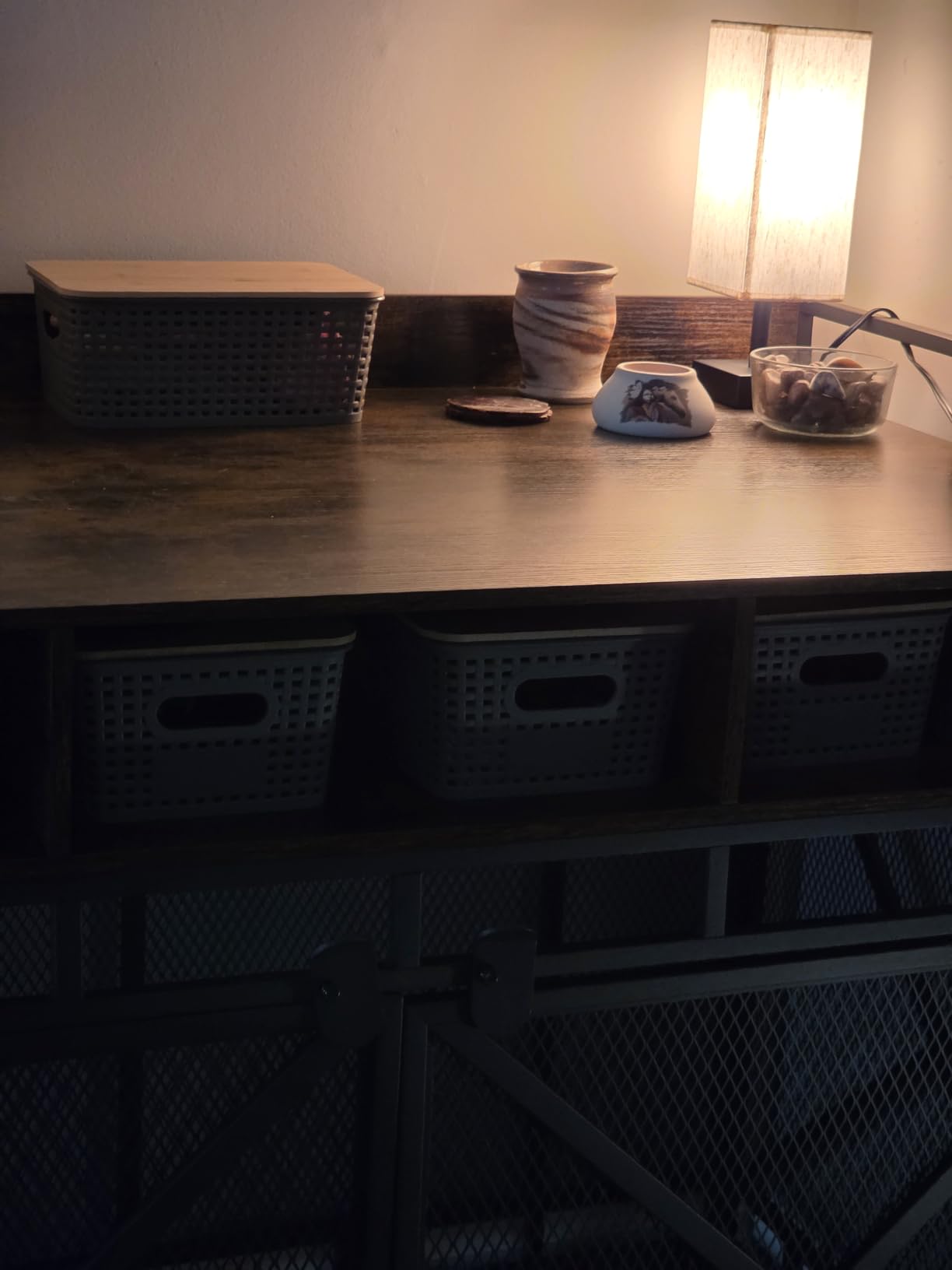 Plastic Storage Bins with Bamboo Lid - Plastic Storage Baskets with Lid - Stackable Container with Lable for Organizing: Small Storage Box for Shelves Office Cabinet Drawer ,10x7.2x4 In - White 6 Pcs - Customer Photo 1