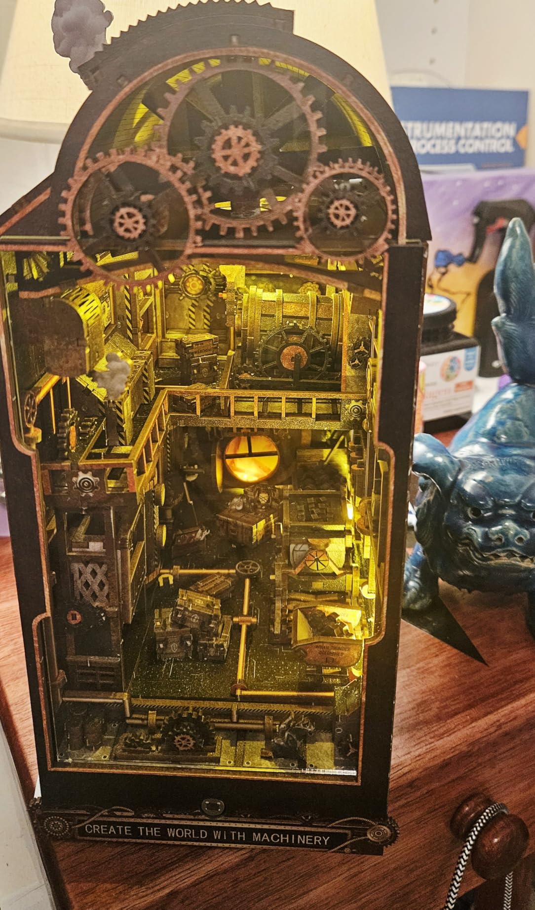 Book Nook Kit for Adult, Steampunk Booknook. DIY Miniature Dollhouse 3D Wooden Puzzle Bookend w/LED for Bookshelf Insert Decor, Gift for Teens and Adults (Mechanical Rhythm) - Customer Photo 1
