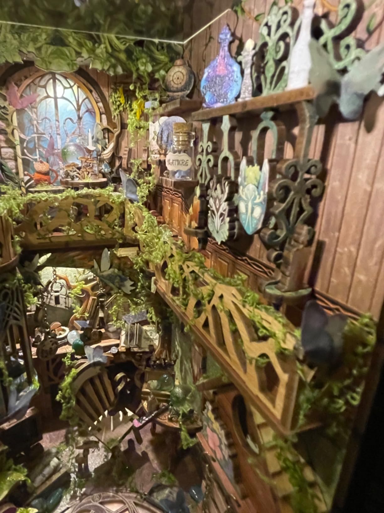 Book Nook Kit for Adult, Steampunk Booknook. DIY Miniature Dollhouse 3D Wooden Puzzle Bookend w/LED for Bookshelf Insert Decor, Gift for Teens and Adults (Mechanical Rhythm) - Customer Photo 2