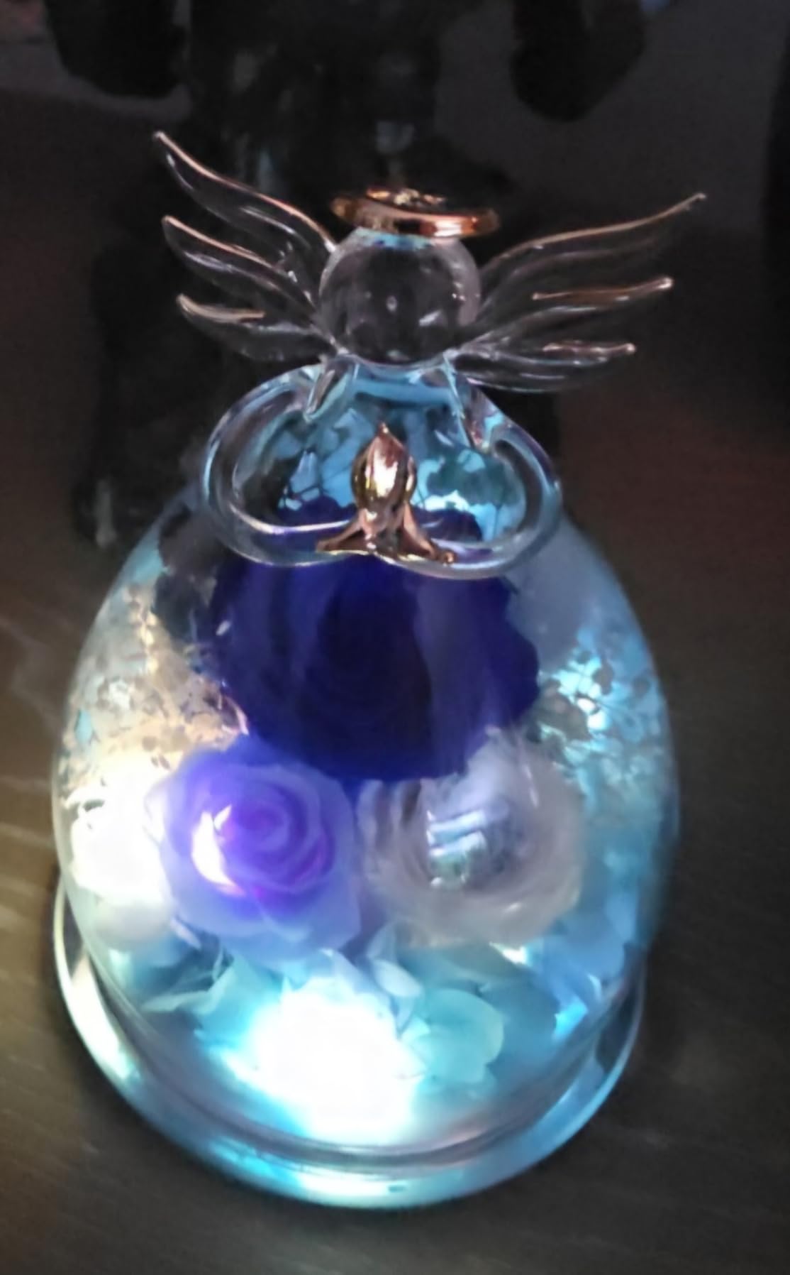 FIACO Gifts for Women Birthday Christmas Preserved Rose Forever Flower in Glass Angel Figurines Fresh Flowers for Delivery for Mom Real Colorful Roses for Grandma Wife Her from Daughter - Customer Photo 4