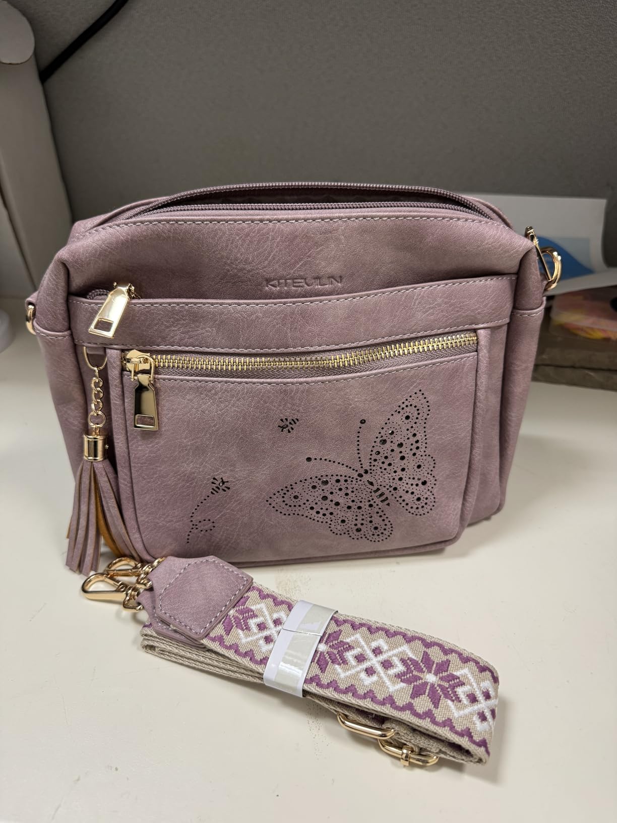 Crossbody Bags for Women Trendy Leather Crossbody Purse Shoulder Handbags Butterfly Design - Customer Photo 1