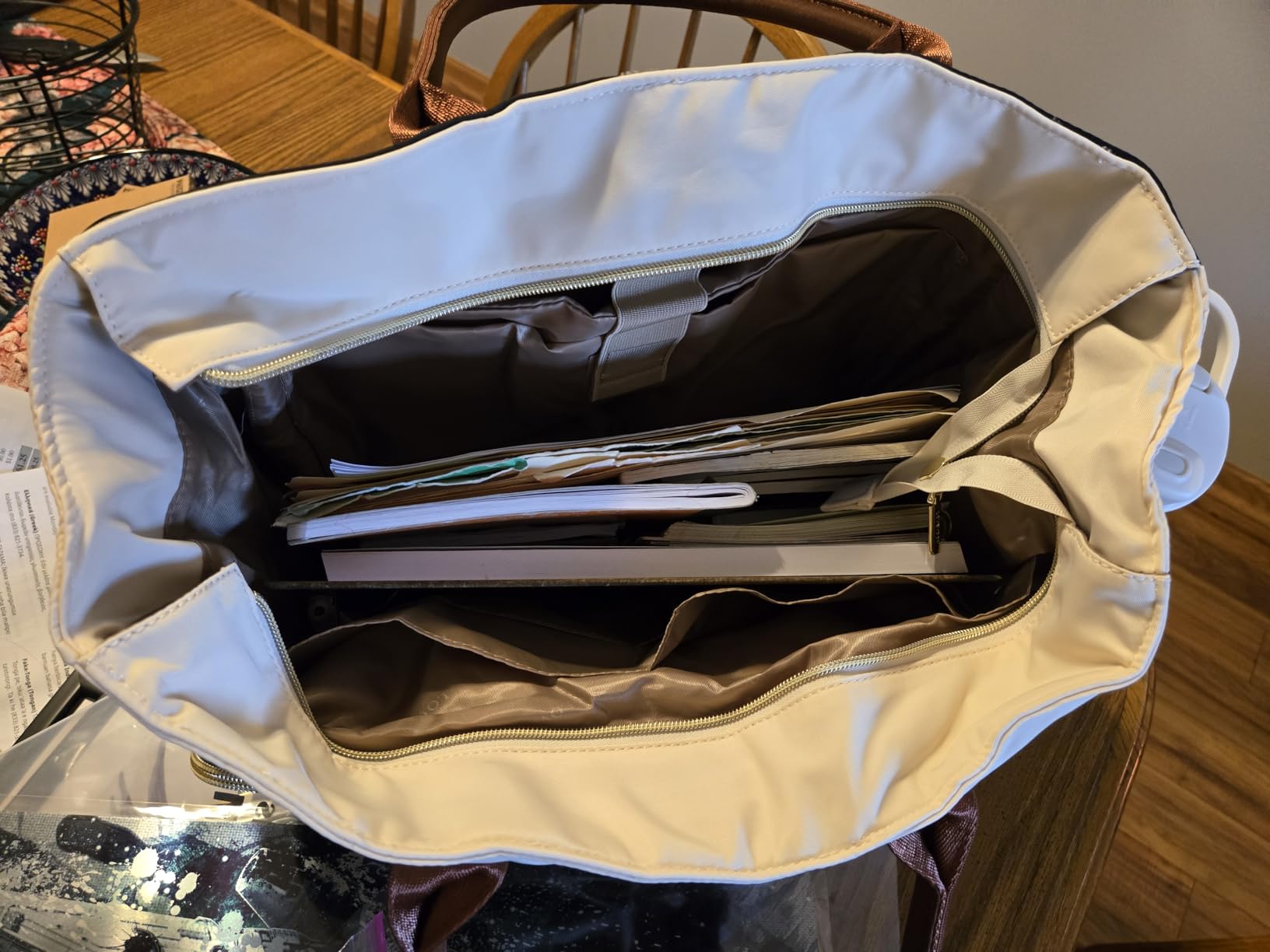 LOVEVOOK Teacher Tote Bag for Women Work, Laptop Bag With Large Cup Holder, Nurse Bags Professional Briefcase Business Computer Purses Handbag, Black-Beige-Brown, 15.6 Inch - Customer Photo 2