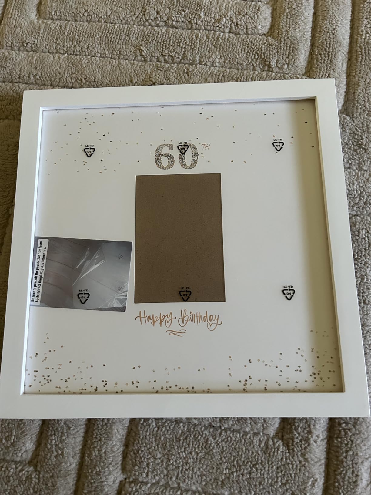 13x13 Birthday Signature Frame with Plexiglass Cover - Holds 4x6 Photos, 60th Birthday Decorations, Alternative Guest Book Gifts for Men & Women, 60th Party Favors, Wall Display & Supplies, Black - Customer Photo 3