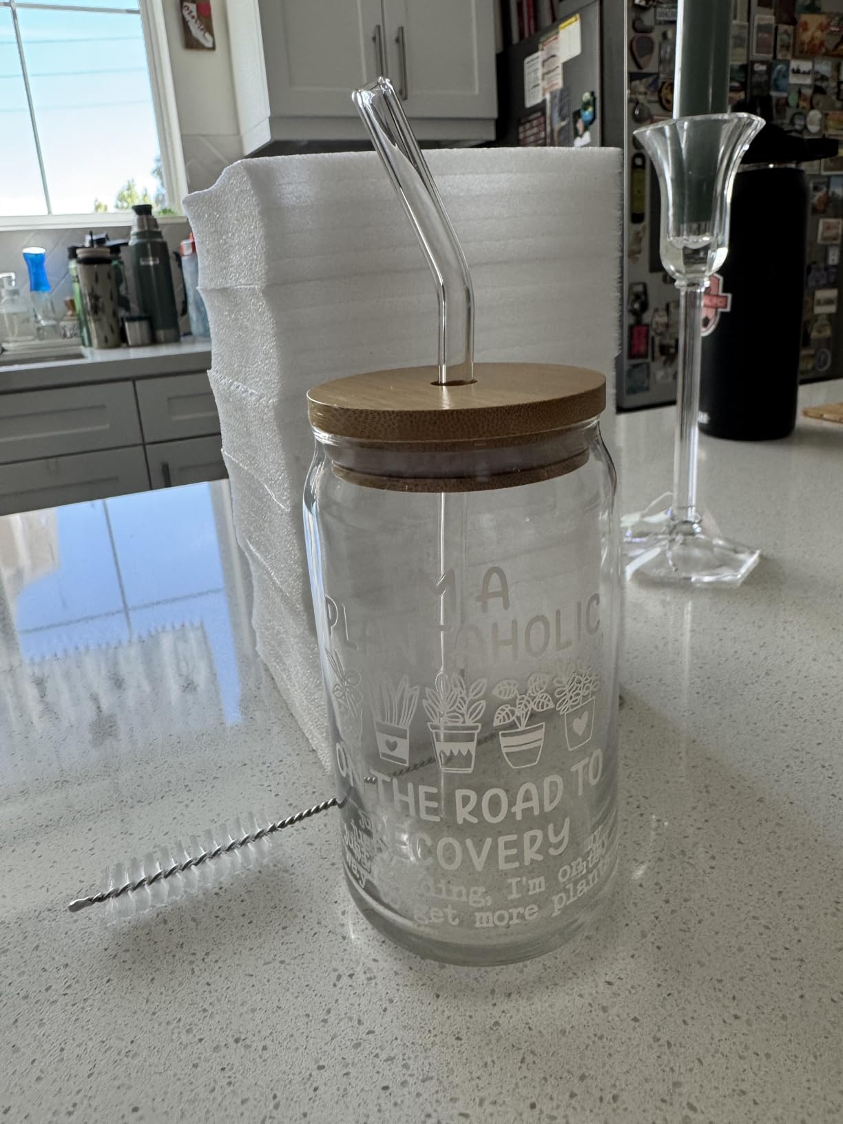 SUPREME LIGHTS ·2017· Gifts for Plant Lovers, Cool Gifts for Plantaholic, 16 oz Plantaholic Iced Coffee Glass Cup, Gardener Mug, Flower Planting Gift for Gardeners Women, Gardening Gift for Women Men - Customer Photo 1