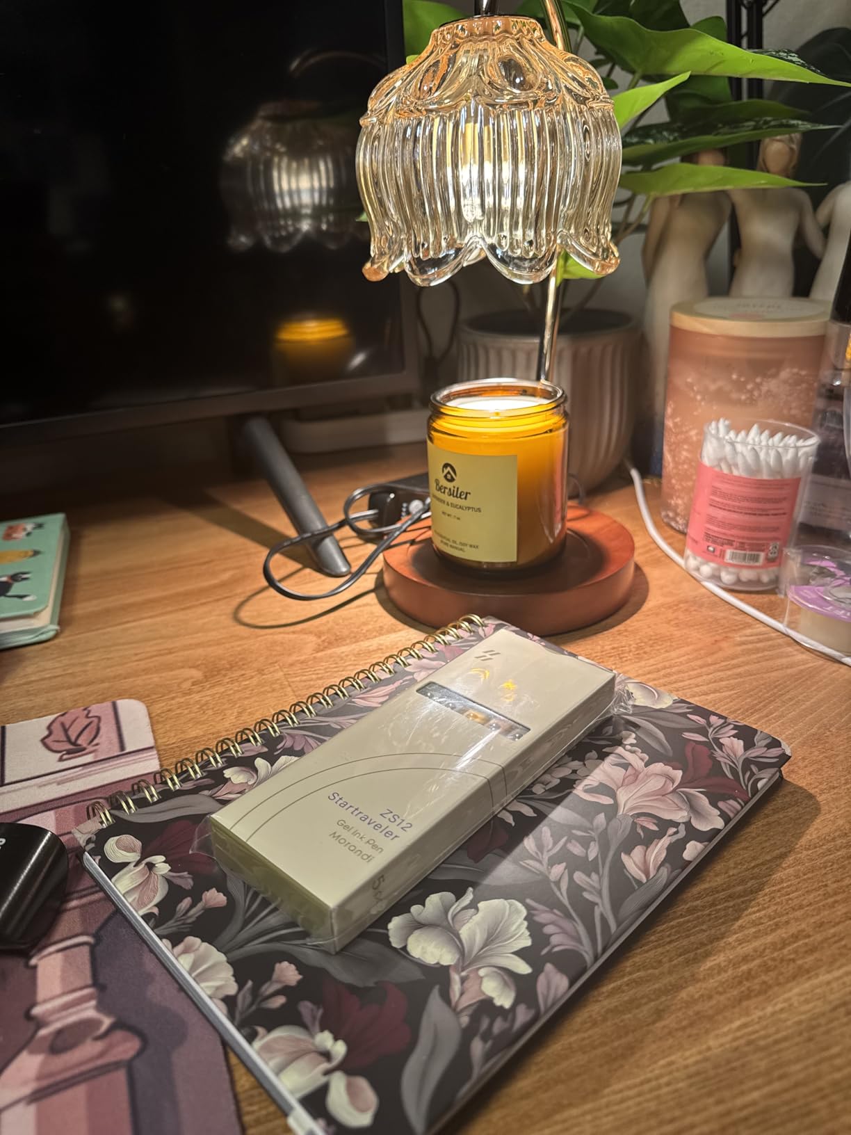 Glass Candle Warmer Lamp with Timer, Adjustable Flower Candle Lamp Warmer, Birthday Gifts for Women Who Have Everything, Unique Candle Heater Gifts for Mom Her, Lotus Wax Warming Light for Candles - Customer Photo 1