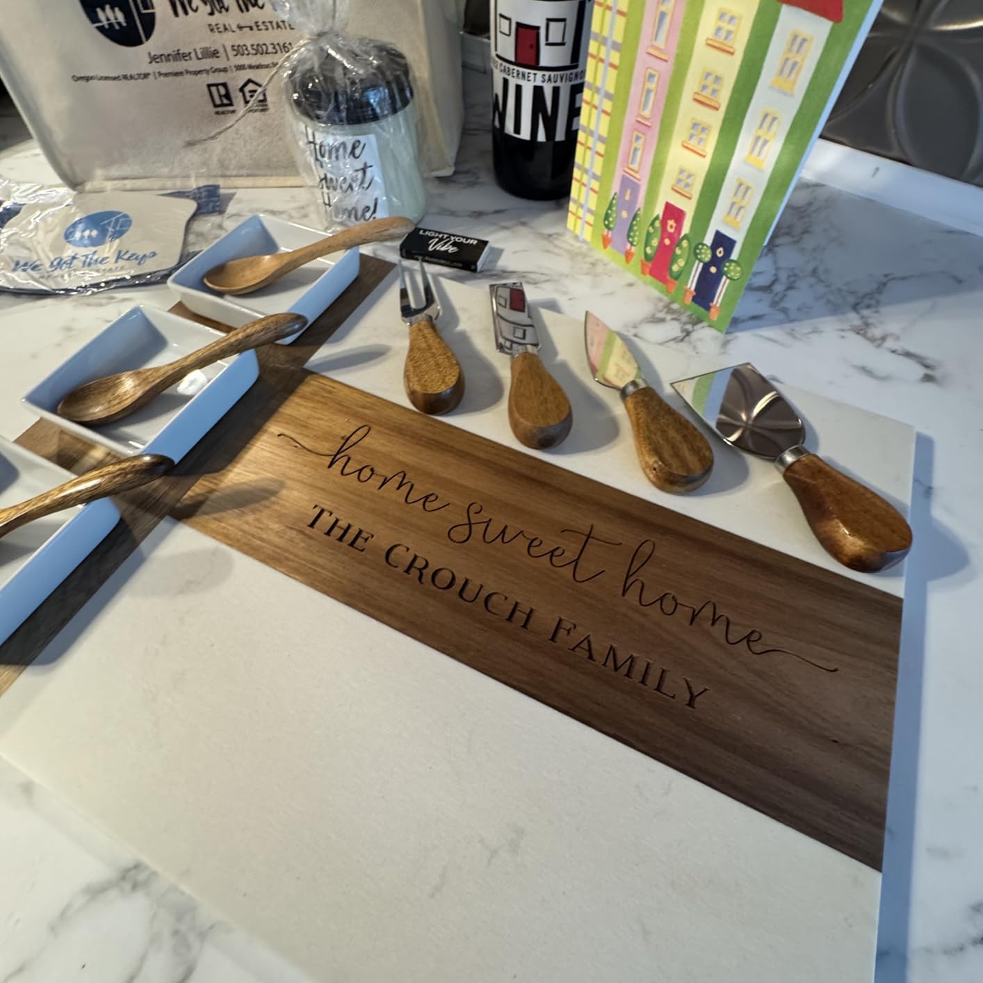 Personalized Charcuterie Board, Marble Cheese Boards for Bridal Shower Gifts, Perfect Housewarming Gifts for Couples, Custom Wedding Gifts, New Home Gift for Christmas - Customer Photo 2