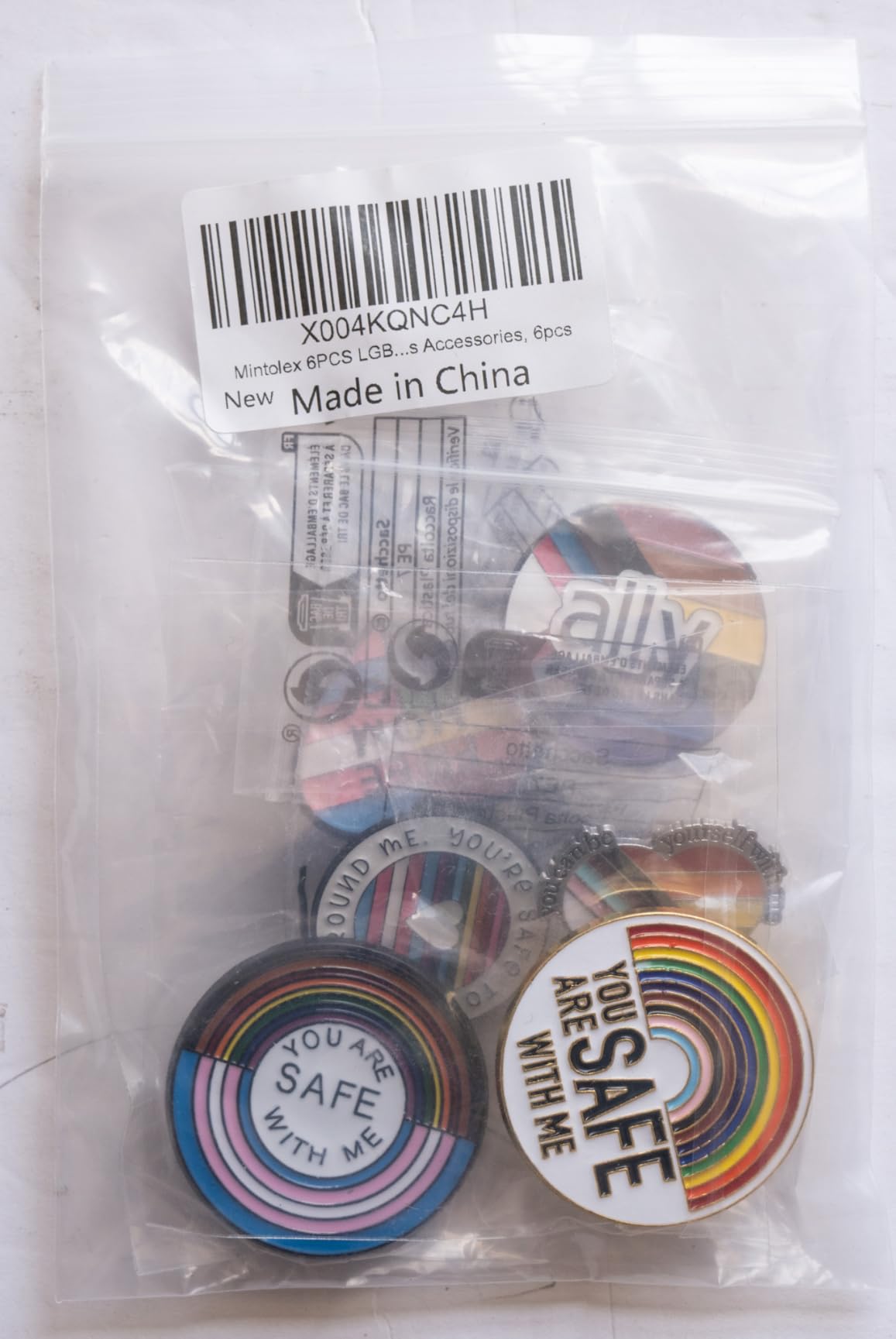 3/6PCS LGBTQ+ Pride Pins Set Progress Pride Ally Pin Badges Flag Button Rainbow Enamel Brooch You're Safe with Me Can Be Yourself Free Mom Hugs LGBT Gay Lesbian Trans Accessories - Customer Photo 2