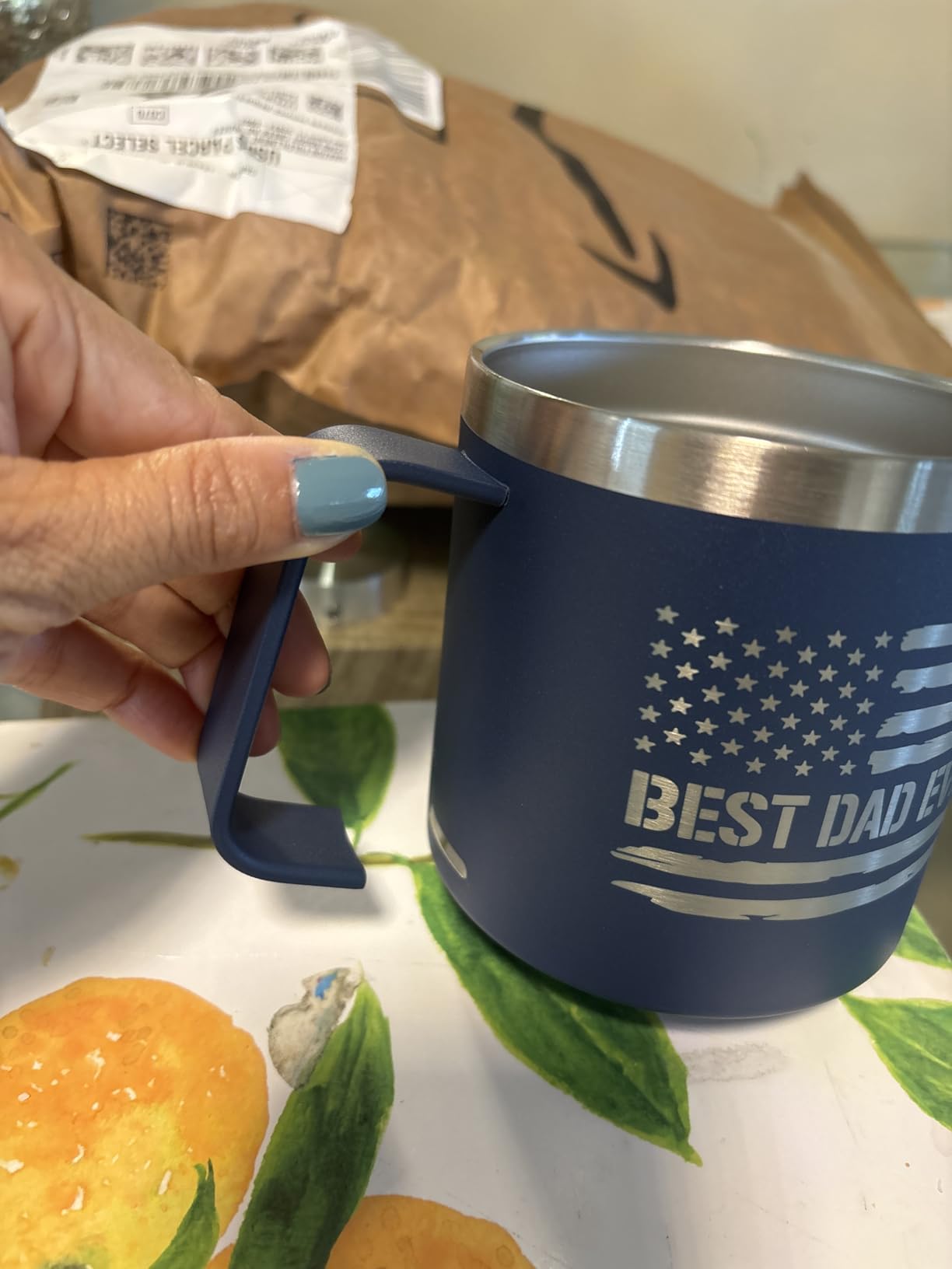 Christmas Birthday Gifts for Dad from Daughter Son Kids Wife - 14 oz Stainless Steel Insulated Coffee Mug with Lid - Best Dad Ever Birthday Gifts for Men Grandpa, Mens Gift Ideas for Christmas - Customer Photo 1