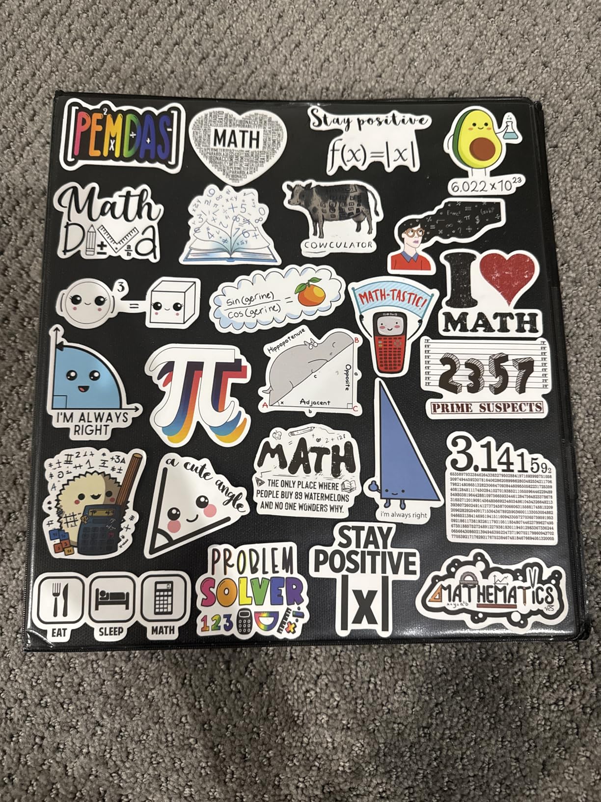 50Pcs Funny Math Stickers for Students Teachers Water Bottles, Kids Decals Decor, Middle High School Maths Teacher Classroom Must Haves Mathematics Stickers for Kids,Teens, Studentss (Math) - Customer Photo 1