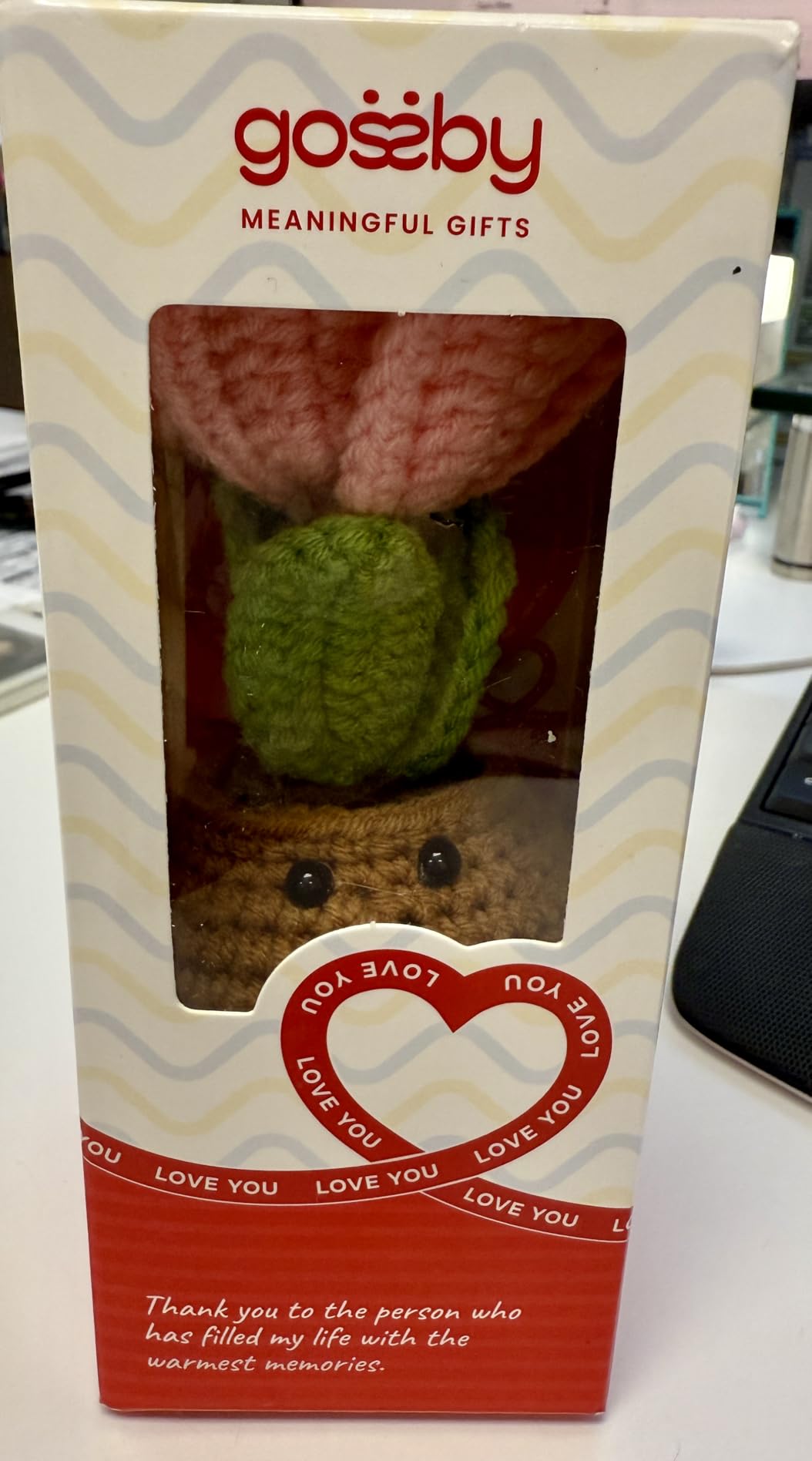 Gossby Handmade Positive Heart Flower Crochet - Thank You for Listening - Knitted Decor - Thank You, Appreciation, Positive Gift for Women, Teacher, Mom, Friend, Coworker - Christmas, Birthday Gift - Customer Photo 1