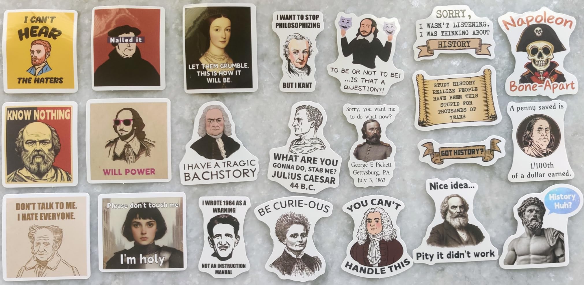 200PCS Funny History Stickers, Historical Figure Quote Stickers for History Buffs Teens Adults Teachers Waterproof Vinyl Decals Bulk for Laptop Water Bottle Phone Luggage - Customer Photo 1