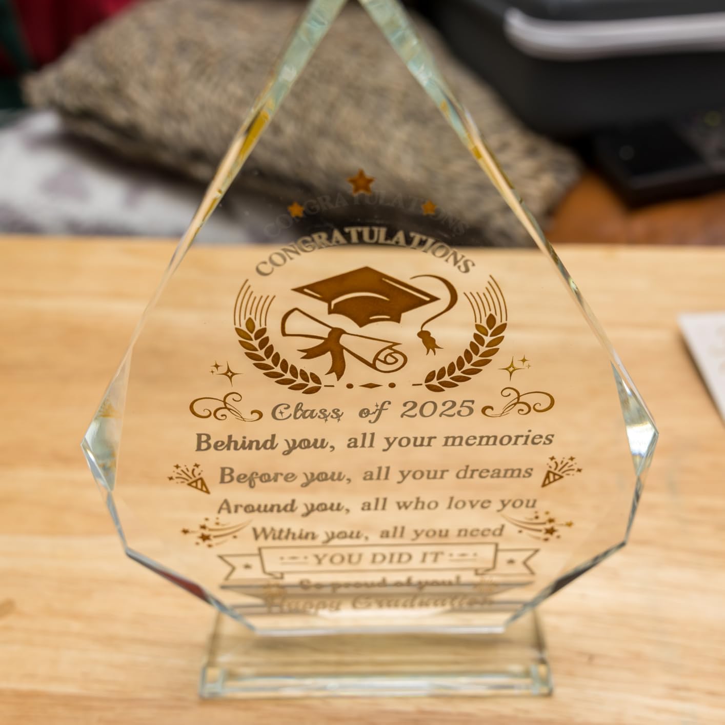 Class of 2025 Graduation Gifts for Him, Her - College, High School Graduation Gifts for Women, Men, Boy, Girl - Glass Graduate Plaque Keepsake for Son, Daughter - Customer Photo 1