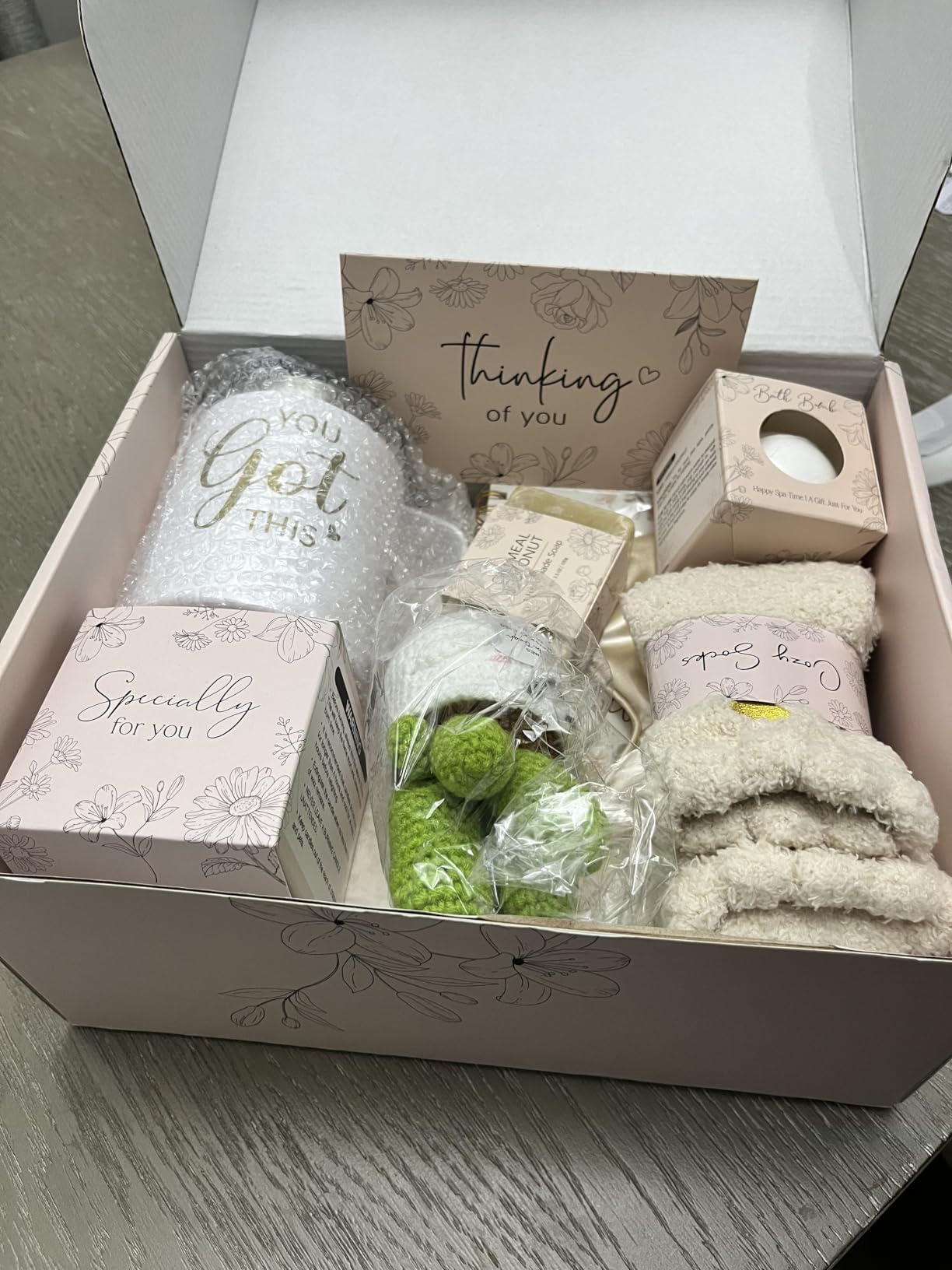 Get Well Soon Gifts Baskets for Women Self Care Gifts, Spa Care Package After Surgery Inspirational Thinking of You Sympathy Gift, Feel Better Encouragement Gift for Women Sick Friends Mom w/ Blanket - Customer Photo 2