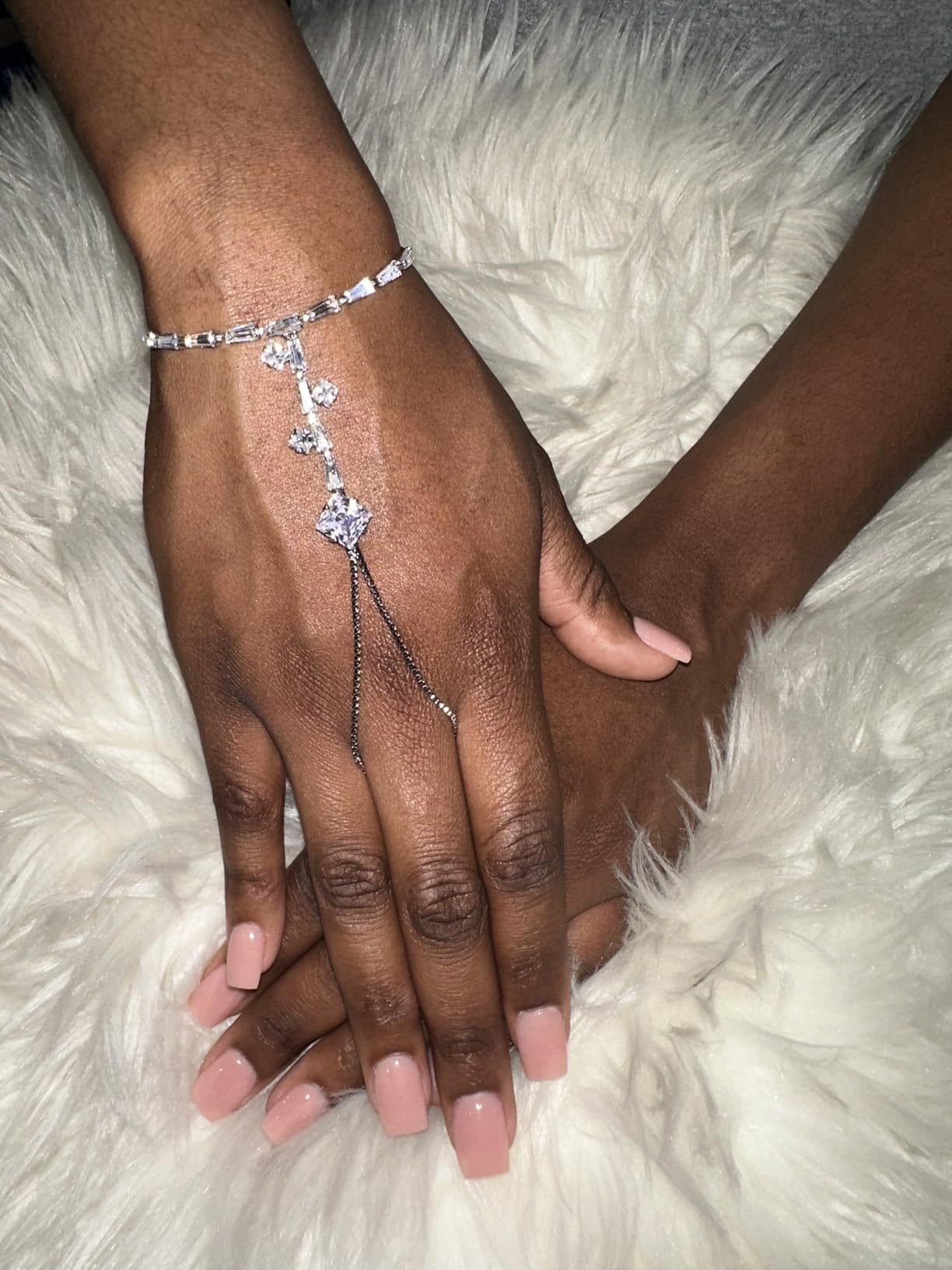 Adjustable Hand Chain Bracelet for Women,16K Hand Bracelet with CZ Heart Pendant, Elegant Finger Jewelry,Secure Ball Clasp Custom for All Hand Sizes and Any Occasion - Customer Photo 1