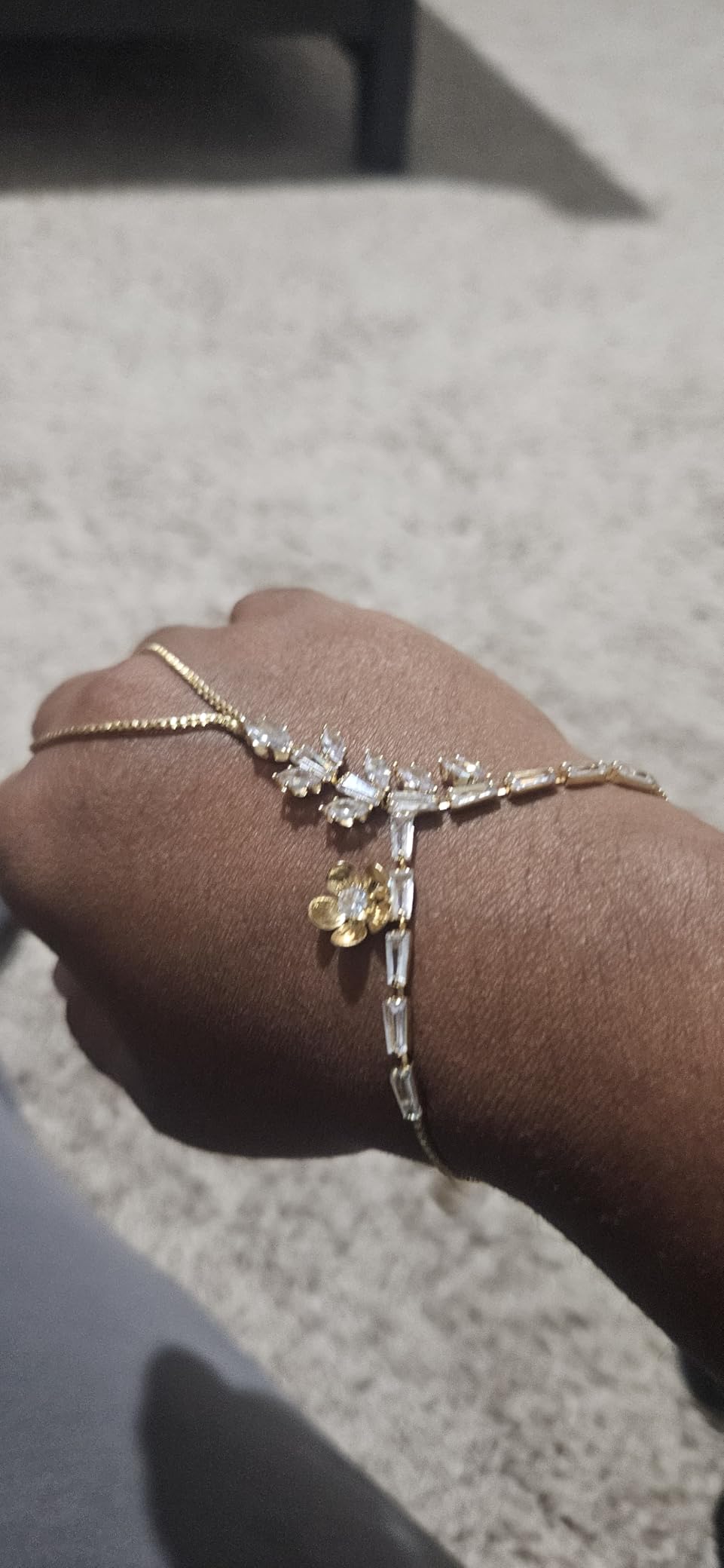 Adjustable Hand Chain Bracelet for Women,16K Hand Bracelet with CZ Heart Pendant, Elegant Finger Jewelry,Secure Ball Clasp Custom for All Hand Sizes and Any Occasion - Customer Photo 2