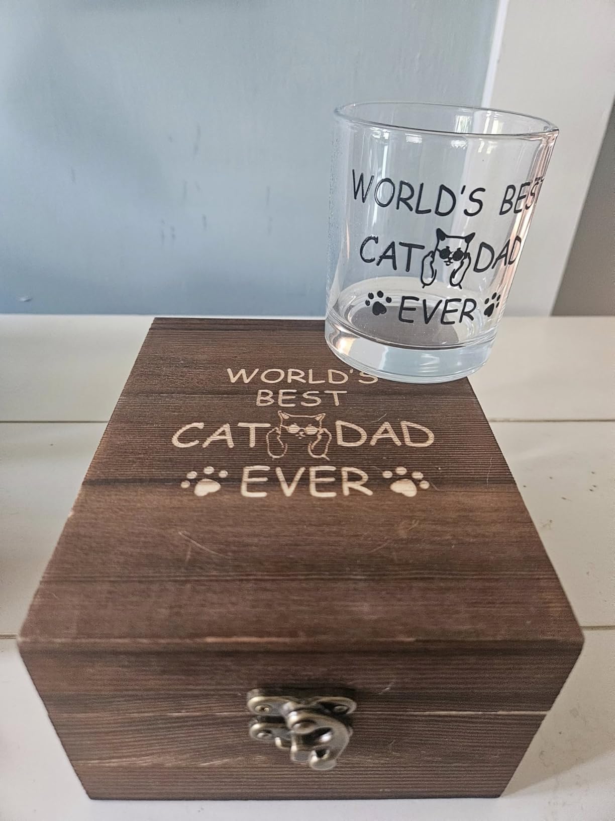 Dog Dad Gifts, Best Gift for Dad, Gift with 12oz Whiskey Glasses, Stones, Coaster, Wooden Box for Dogfather - Customer Photo 1