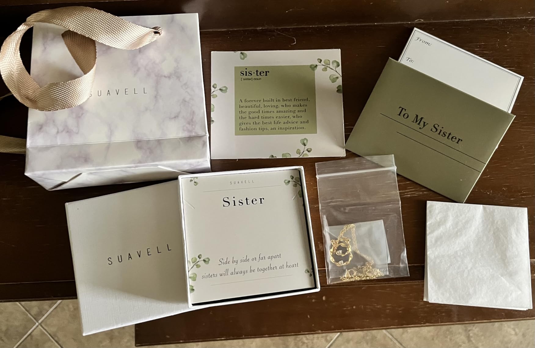 Suavell Sister Necklace - Sterling Silver Interlocking Double Circle Necklace - Birthday Gift for Sister - Maid of Honor Gift - Customer Photo 3