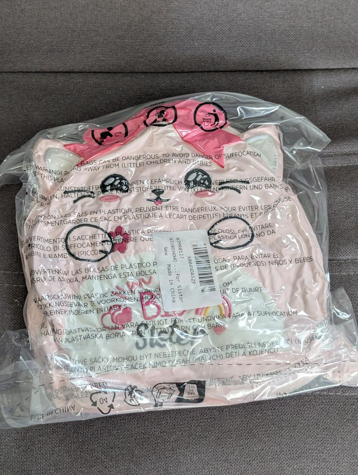 NIUBEHOHO Big Sister Plush Cat Stuffed - I'm The Big Sister Bear Pink Cat Stuffed Animal with Bow New Sibling Gifts for Girls Kids 10 Inch - Customer Photo 2