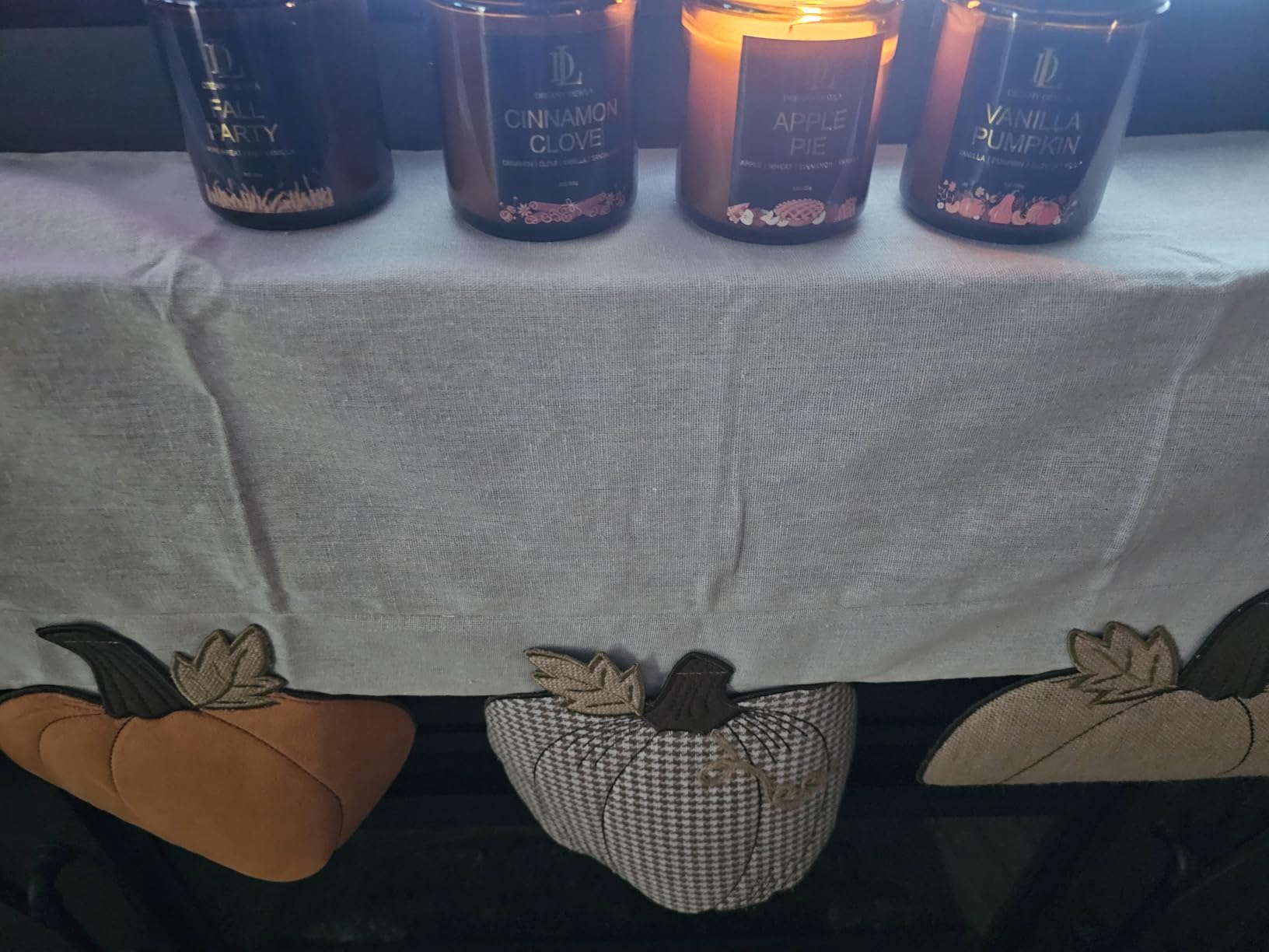 Fall Winter Candle Set, Winter Scented Candles for Home, 4 Pack Soy Candle Set, Holiday Christmas Gifts for Women Men, Christmas Scents of Vanilla Pumpkin/Cinnamon Clove/Apple Pie/Fall Party Customer Review Fall Winter Candle Set, Winter Scented Candles for Home, 4 Pack Soy Candle Set, Holiday Christmas Gifts for Women Men, Christmas Scents of Vanilla Pumpkin/Cinnamon Clove/Apple Pie/Fall Party - Customer Photo 1