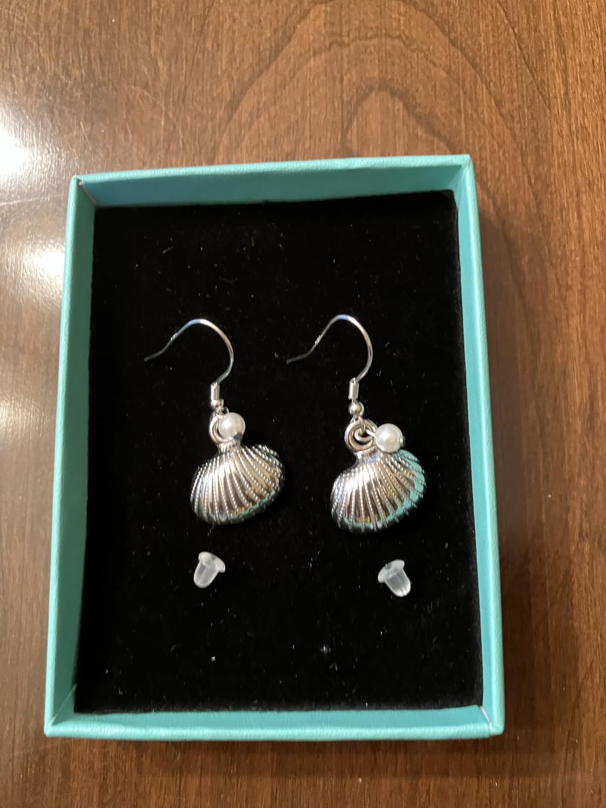 Shell Pearl Drop Earrings with Sterling Silver Hooks,Women's Dangle Ocean Themed Jewelry - Customer Photo 1