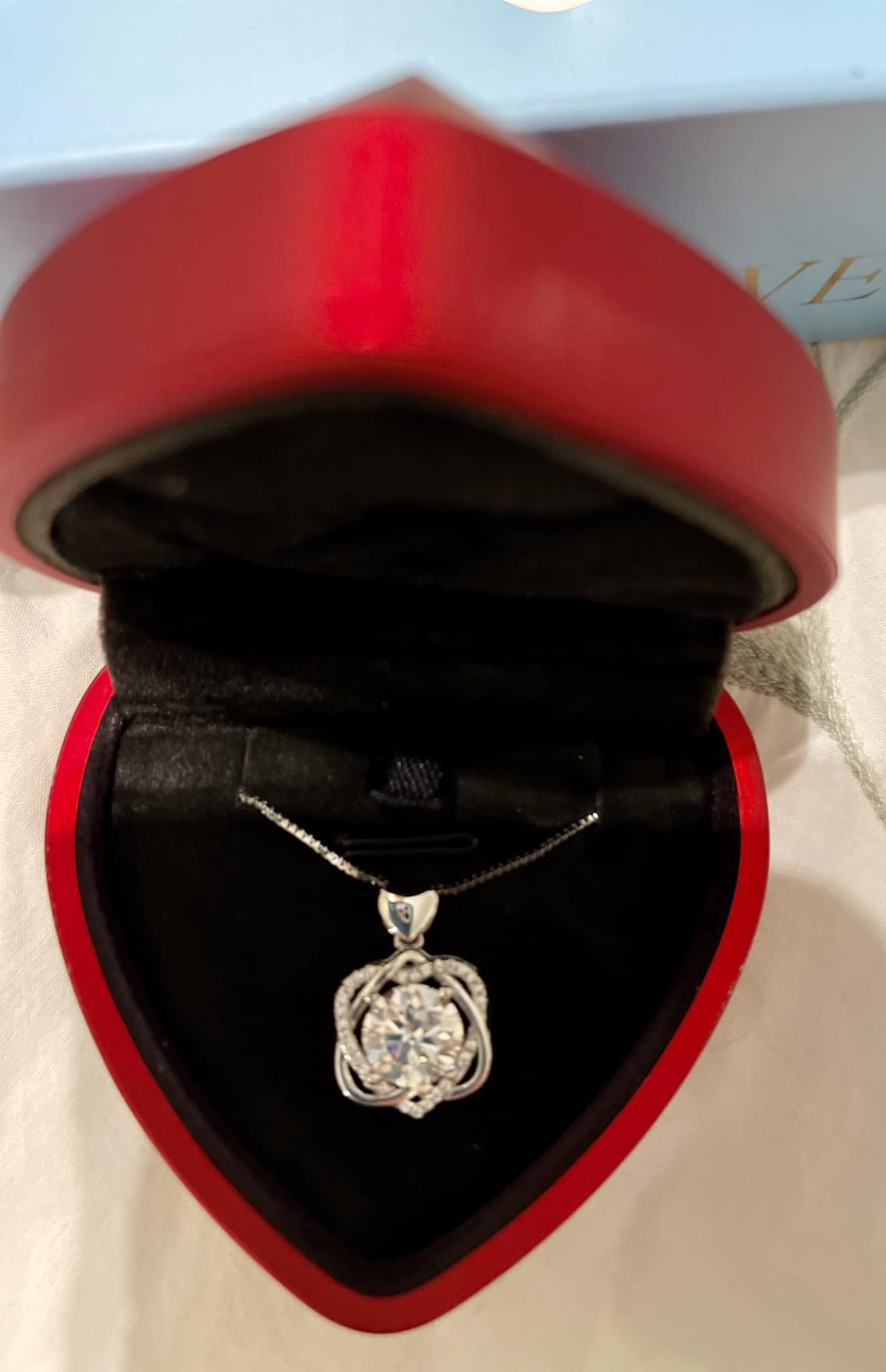 MOOSEA Christmas Gifts for Women Wife - Love Knot Moissanite Necklace 1-3ct D Color VVS1 Clarity Moissanite 925 Sterling Silver Necklace Anniversary Birthday Gifts for Women Wife Mom Girlfriend - Customer Photo 1