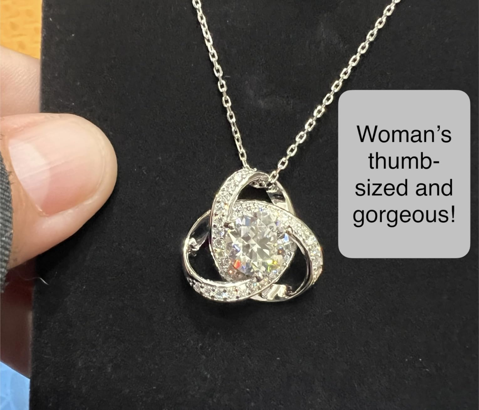 MOOSEA Christmas Gifts for Women Wife - Love Knot Moissanite Necklace 1-3ct D Color VVS1 Clarity Moissanite 925 Sterling Silver Necklace Anniversary Birthday Gifts for Women Wife Mom Girlfriend - Customer Photo 2