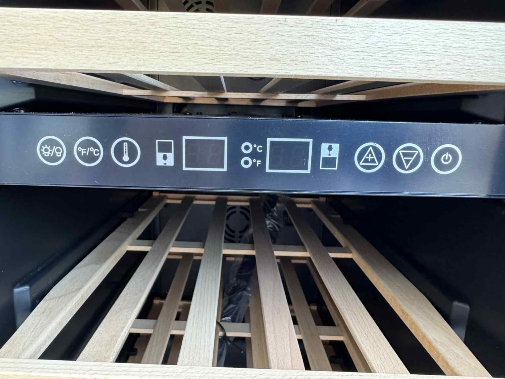 24 Inch Dual Zone Wine Refrigerator, 54 Bottle Under Counter Wine Fridge for Built-in or Freestanding, Wine Cooler with Glass Door, Removable Shelves for Home, Office (Black) - Customer Photo 3