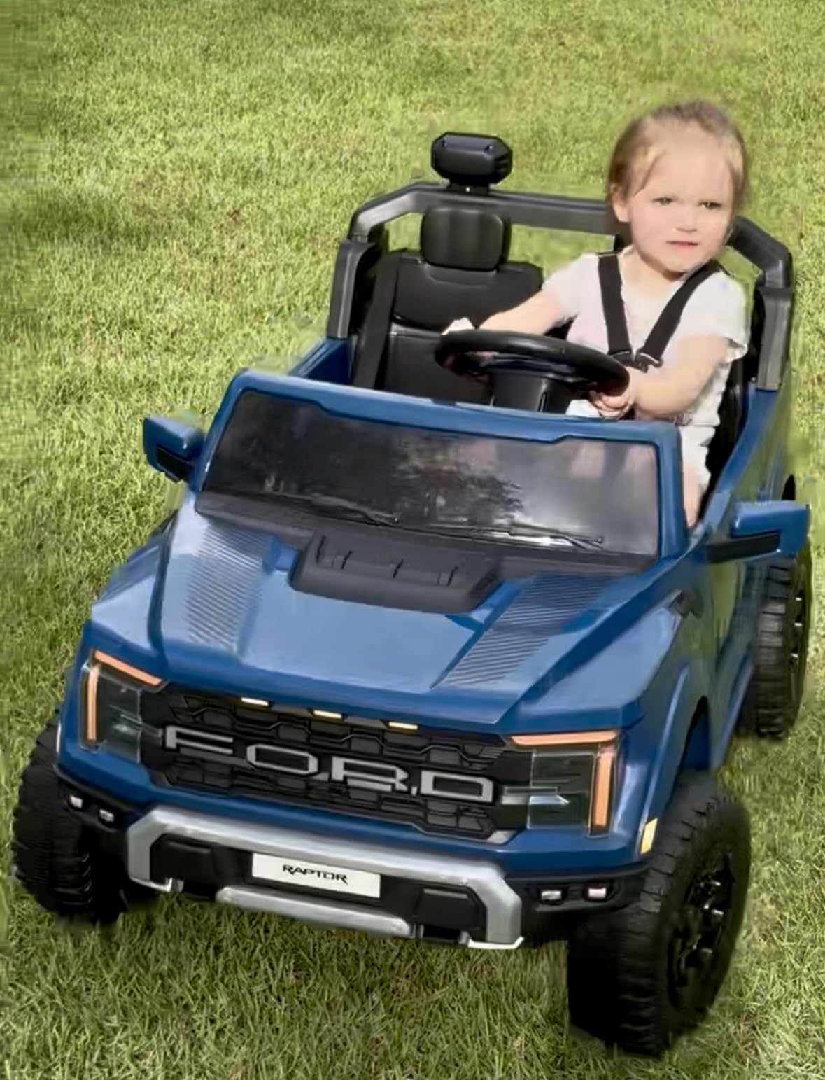 First Ride On 24V Kids Ride On Truck, Licensed Ford F-150 Raptor 2 Seater Electric Car w/Remote Control, Toddler Ride On Car Toys w/LED Lights, Bluetooth, Music, Truck Bed Storage, Soft Start (White) - Customer Photo 3