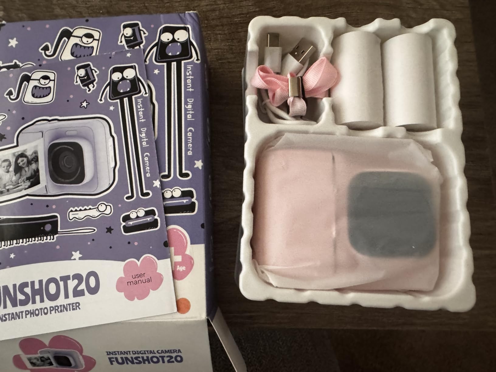 Kids Camera, 1080P Instant Digital Print Camera for Kids, Christmas Birthday Gifts for 4 5 6 7 8 9 10 Year Old Girls Boys, Portable Toy with 32GB SD Card & 3 Rolls Printing Paper, White - Customer Photo 2