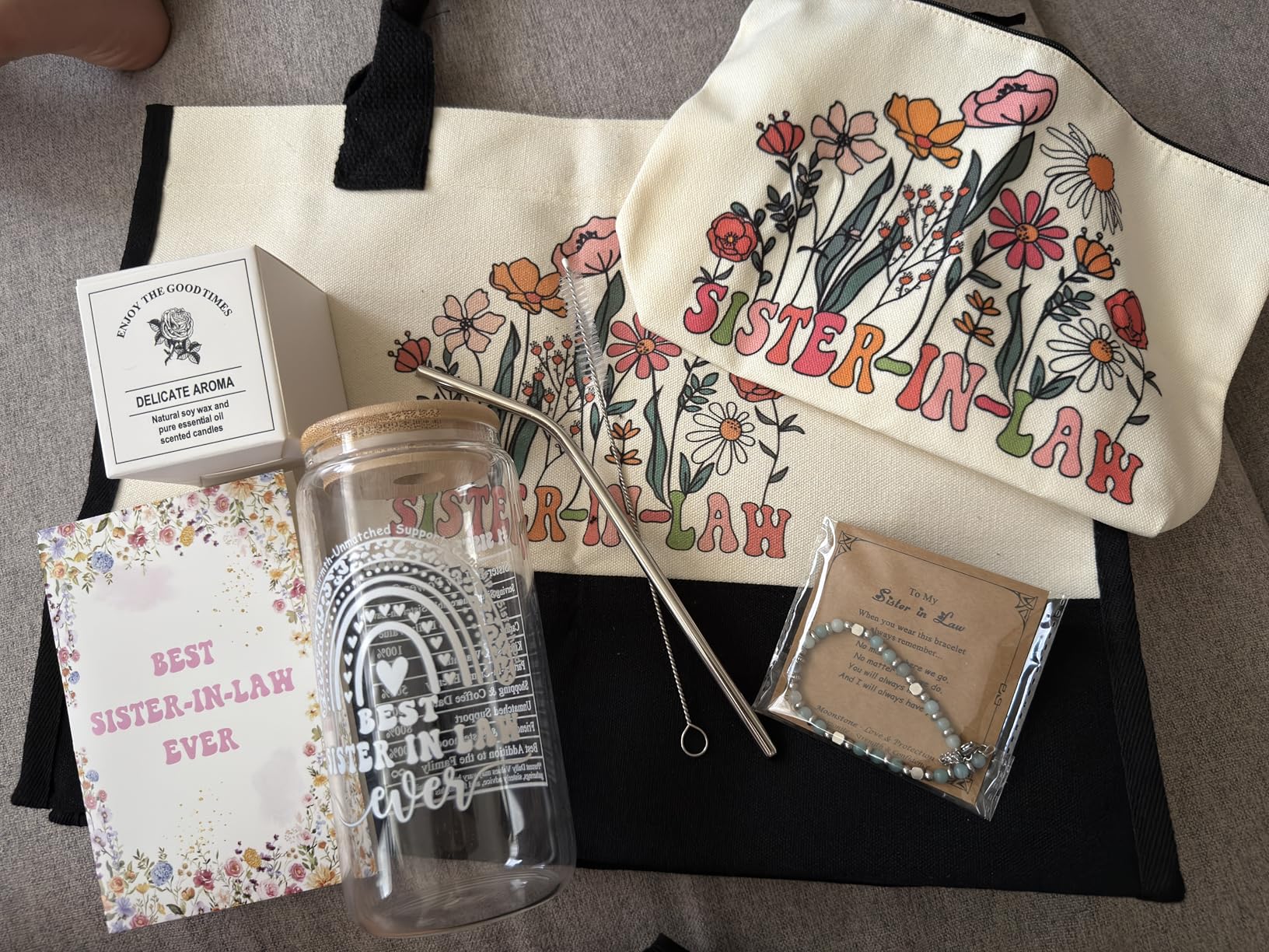 Sister In Law Gifts, Christmas Birthday Mothers Day Unique Gifts for Sister In Law Basket Set of 6 - Customer Photo 2