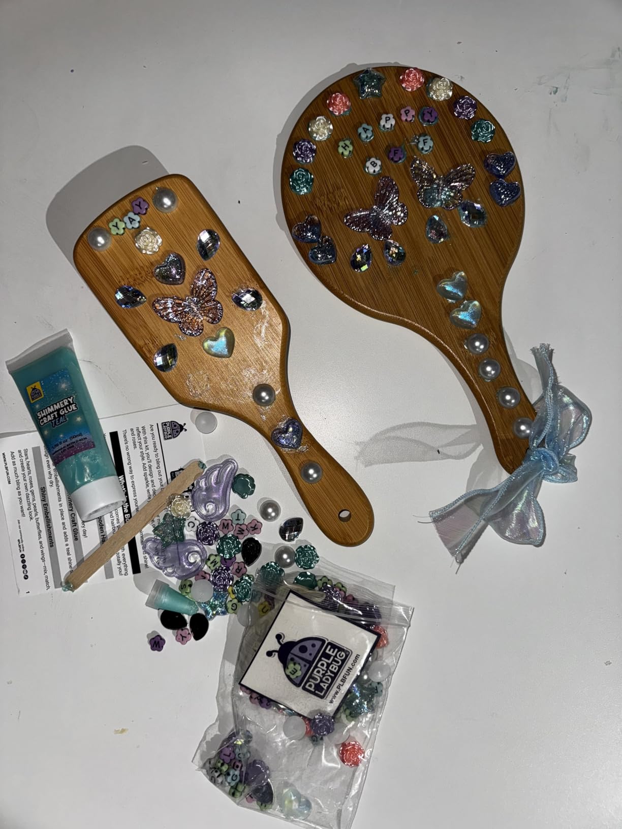 PURPLE LADYBUG Decorate Your Own Wooden Mirror & Brush Set - Customer Photo 1