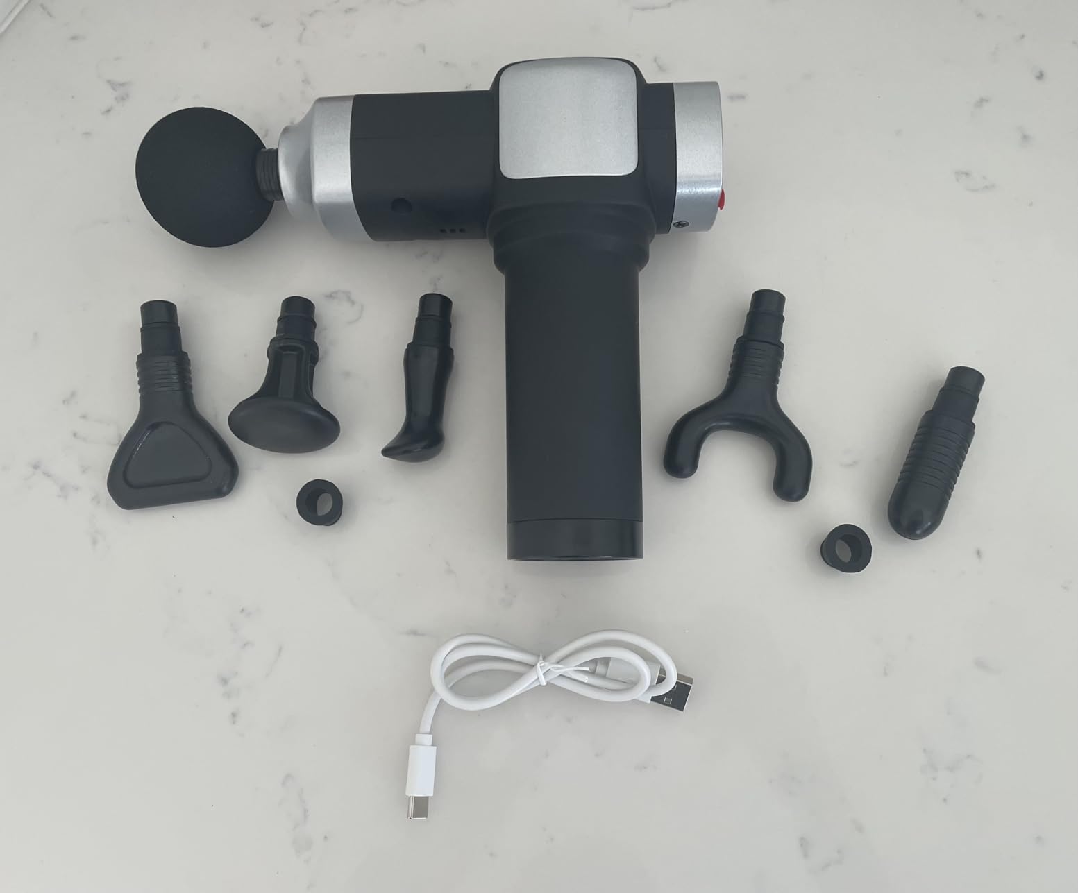 Deep Tissue Massage Gun, Portable Percussion Electric Muscle Massager for Pain Relief, Handheld Massagers with 30 Speeds & 6 Attachments for Back and Neck, Gifts for Men Women - Customer Photo 2