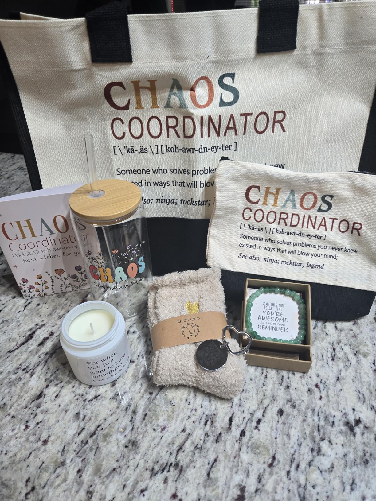 Thank You Gifts for Women, Chaos Coordinator Gifts with Canvas Tote Bag for Boss, Coworker, Manager, Office, Teacher, Nurse, Employee, Funny Gift for Birthday Christmas Administrative Professional Day - Customer Photo 3