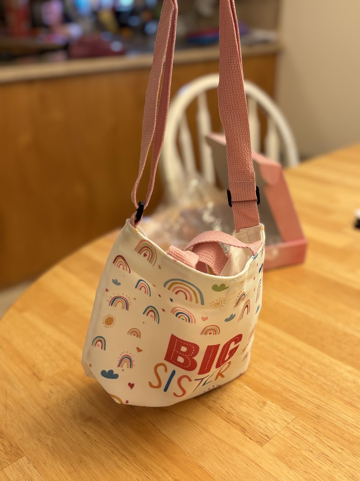 Big Sister Gift Set for Girls - Adjustable Canvas Tote Bag, Sunglasses, Butterfly Hair Clips, Bracelet - Road Trip & Family Travel Essentials - Newborn Party & Sibling Announcement (Ages 2-10) -4PCS - Customer Photo 2