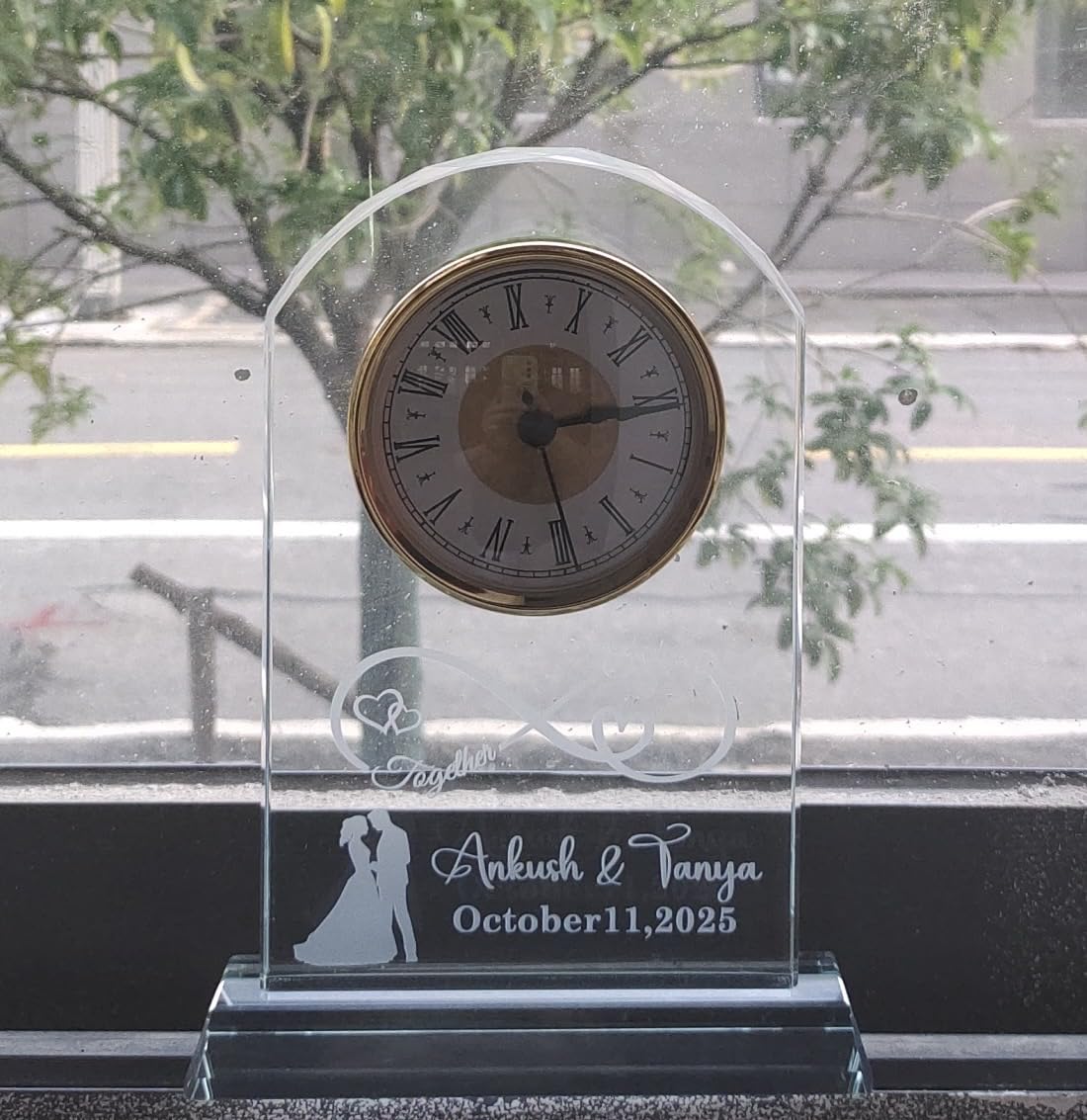 Personalized Wedding for Couples, Custom Wedding Crystal Clock, Customized with Names, Date, Unique Romantic Gifts for Wife, Husband, Parents Customer Review Personalized Wedding for Couples, Custom Wedding Crystal Clock, Customized with Names, Date, Unique Romantic Gifts for Wife, Husband, Parents - Customer Photo 2