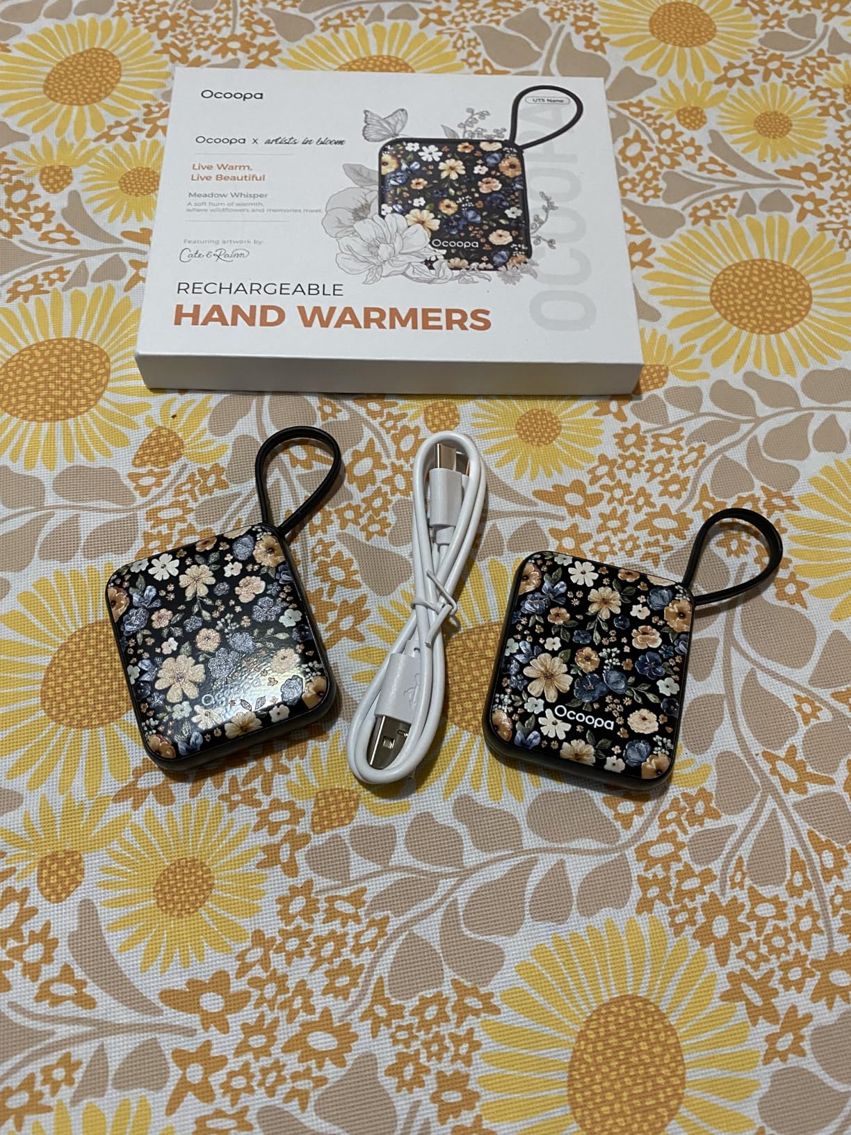 Ocoopa Hand Warmers Rechargeable UT5 Nano – Slim Electric Pocket Heater, Smart Temp Control, 14Hrs Battery, UL Safety, Artists in Bloom Design, Practical Gifts for Women, Christmas, Outdoor, Office - Customer Photo 2