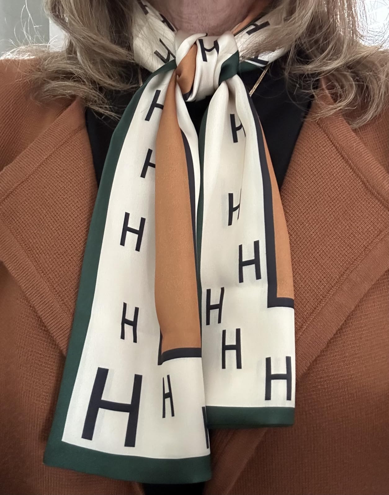 Relang Satin Scarf Mulberry Silk Printed Head Wrap Hair Band 7