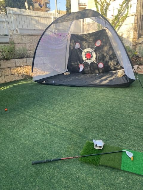 Golf Net, 10x7FT with Golf Practice Mat, Hitting Aid Nets for Backyard Driving Chipping Training Swing with Targets Outdoor or Indoor– Gifts for Men/Dad/Him - Customer Photo 1