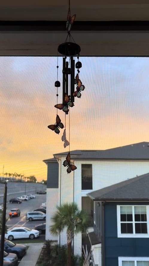 Dragonfly Wind Chimes for Outside, Black Metal Windchimes Outdoors, Dragonflies Gifts for Women/Men, Garden/Yard Decor, Memorial/Birthday Gifts for Grandma/Mom, Durable Chimes for Outdoors - Customer Photo 1