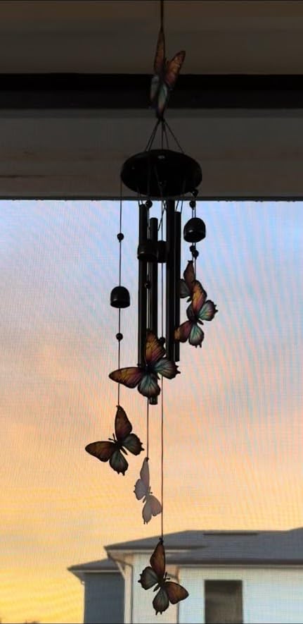 Dragonfly Wind Chimes for Outside, Black Metal Windchimes Outdoors, Dragonflies Gifts for Women/Men, Garden/Yard Decor, Memorial/Birthday Gifts for Grandma/Mom, Durable Chimes for Outdoors - Customer Photo 2