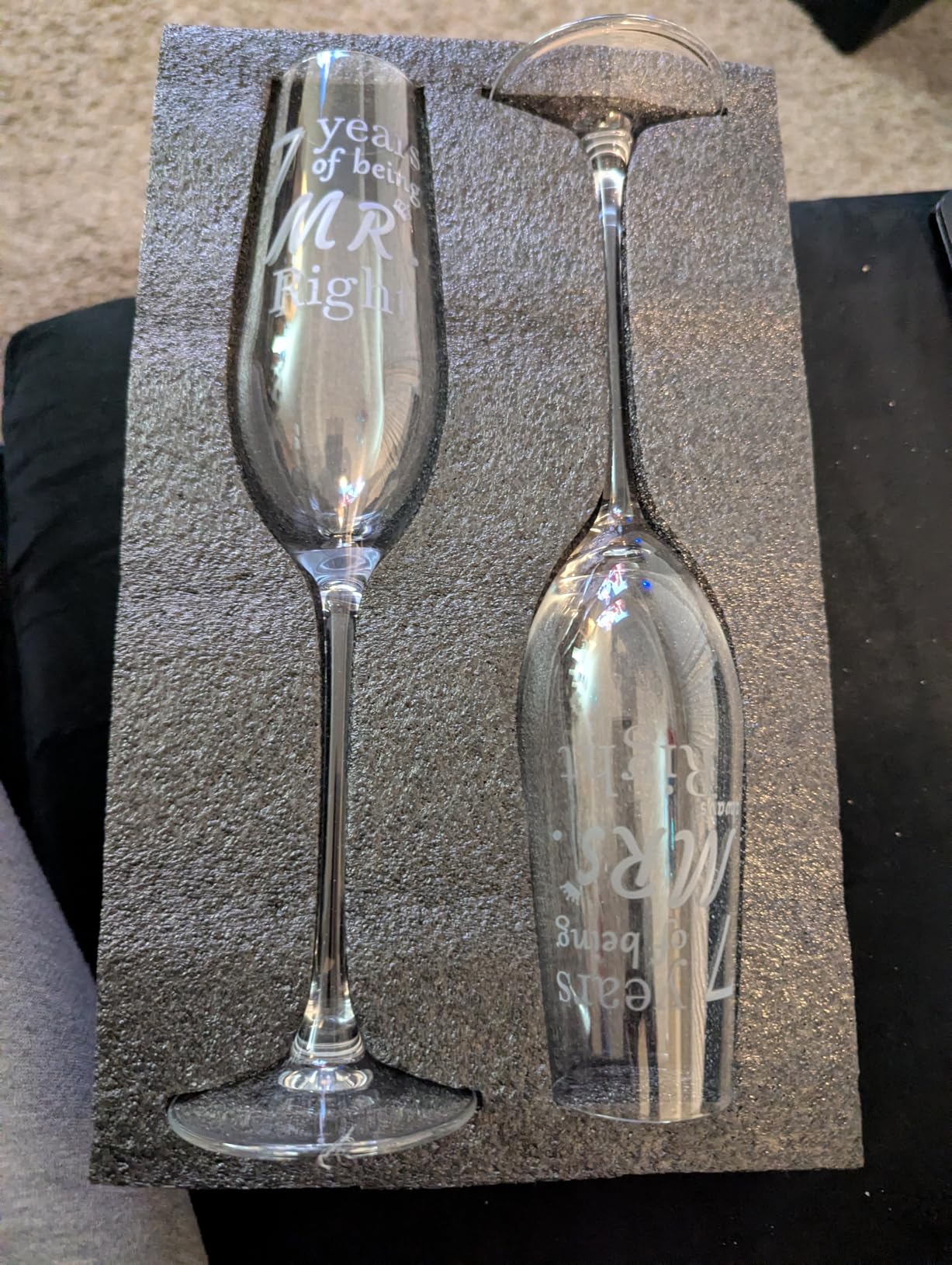 15 Year Anniversary Champagne Flutes Set of 2, 15th Anniversary Wedding Gift for Couple, Him, Her, Wife, Husband, Women, Men, 15th Anniversary Decorations Gift - Customer Photo 2