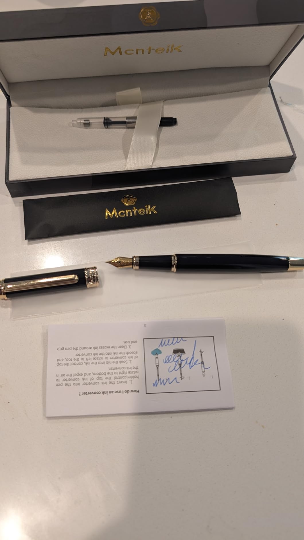 317 Fountain Pen,Stunning Luxury Piano Lacquer,18K Gilded Nib(Medium),Gorgeous 24K Gold Finish, Ink Converter,Trustworthy Gift for Men&Women-Elegant,Executive,Nice Pens for Writing, BK-M - Customer Photo 4
