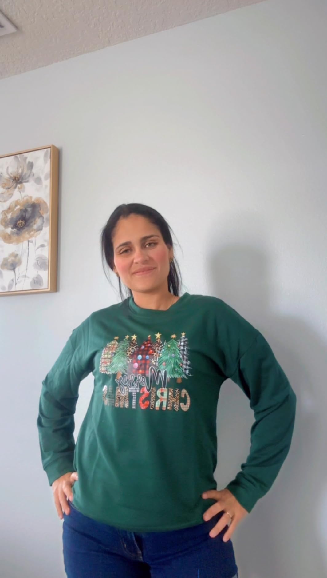 Dressmine Women Long Sleeve Christmas Sweatshirts Graphic Pullover Tops Crew Neck Holiday Shirts Merry Sweatshirt - Customer Photo 1